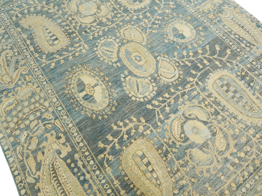 9x11 Ft Blue Serapi Rug - Hand Knotted Antique Rug - Persian Design
