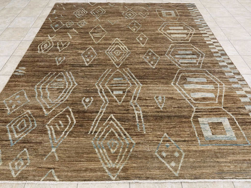 8x10 Ft Brown Gabbeh Rug - Traditional Hand Knotted Rug - Contemporary Design