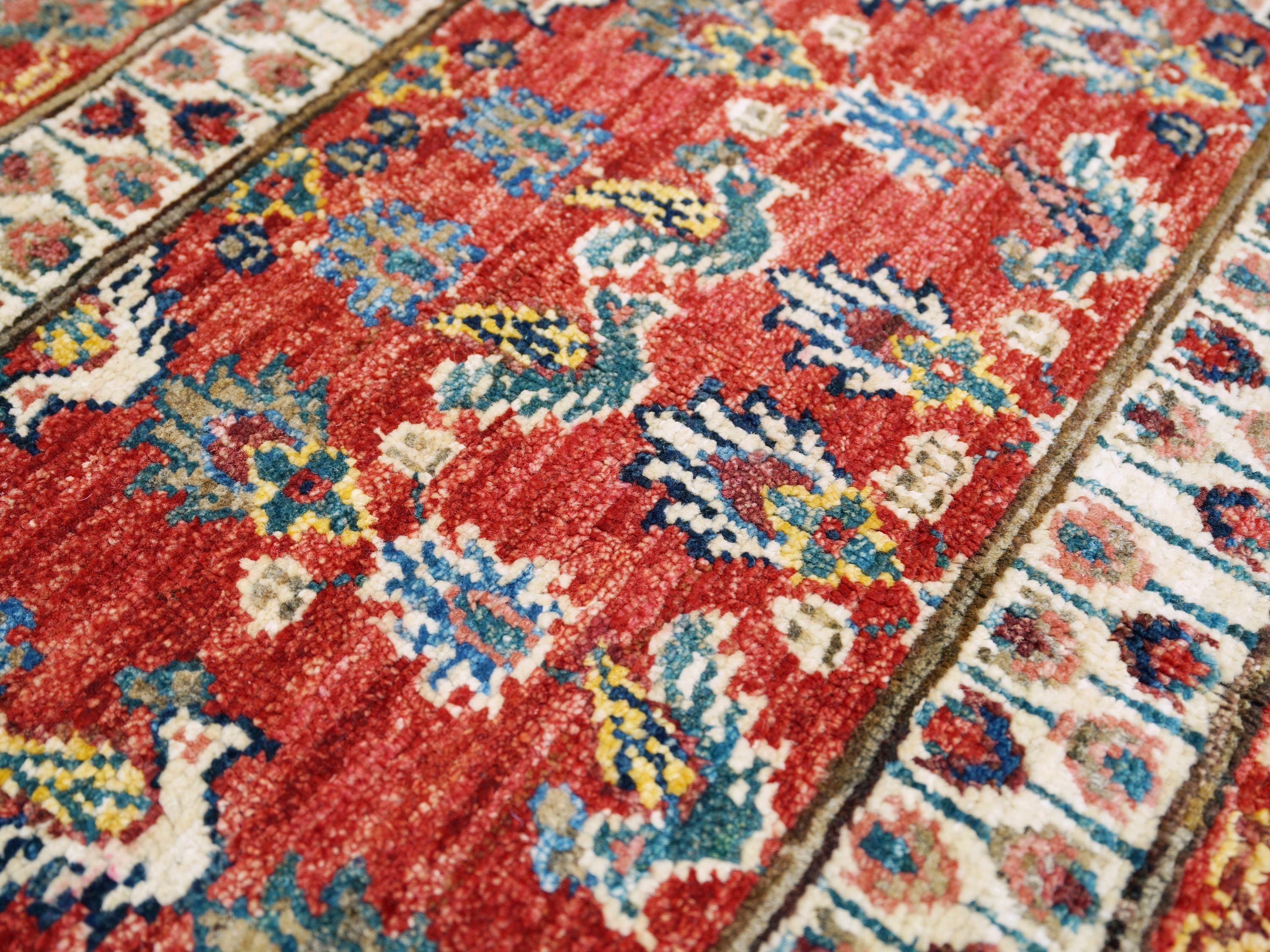 6x9 Ft Red & Blue Bidjar Rug - Hand Knotted Oriental Wool Rug