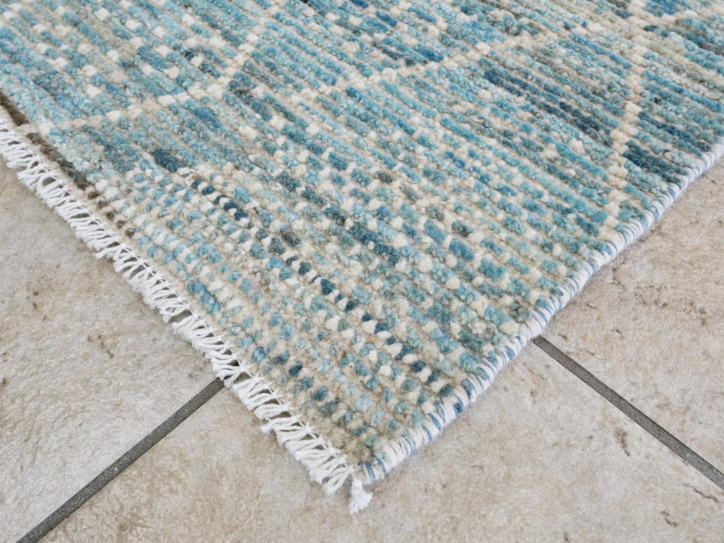 4x4 Ft Blue Moroccan Rug - Hand Knotted Wool Rug