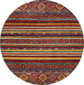 7x7 Ft Red Khorjin Rug - Hand Knotted Round Oriental Rug
