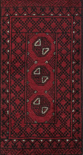 2x3 Ft Red Khal Mohammadi Rug - Hand Knotted Turkmen Wool Doormat