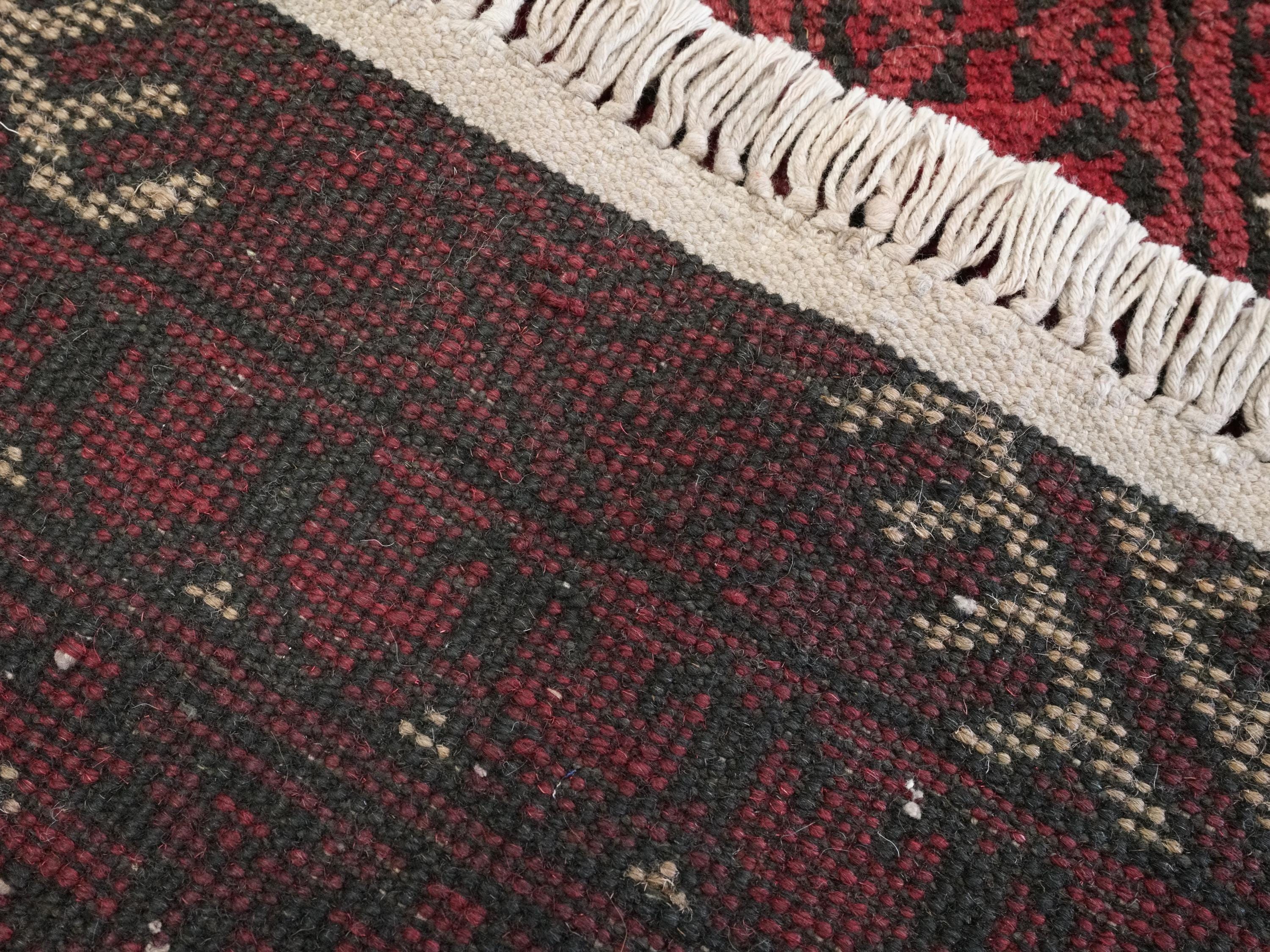 2x3 Ft Red Ersari Rug - Hand Knotted Afghan Wool Rug