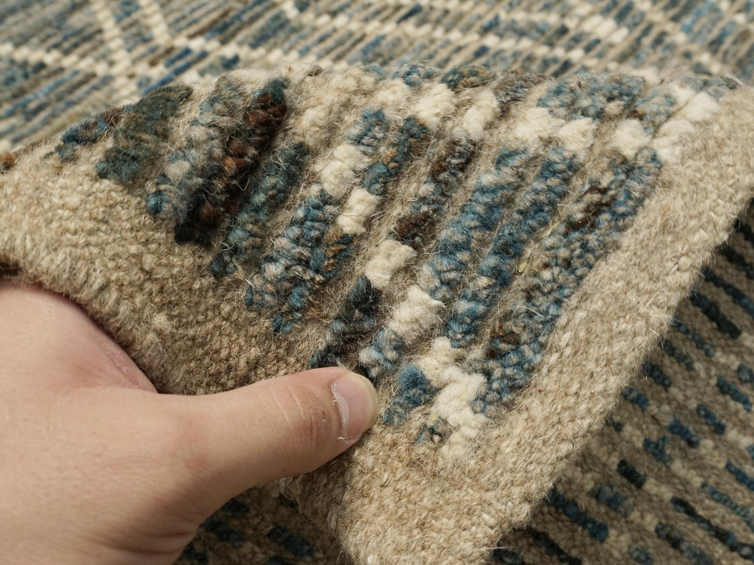 7x7 Ft Blue Moroccan Rug - Afghan Handmade Square Rug