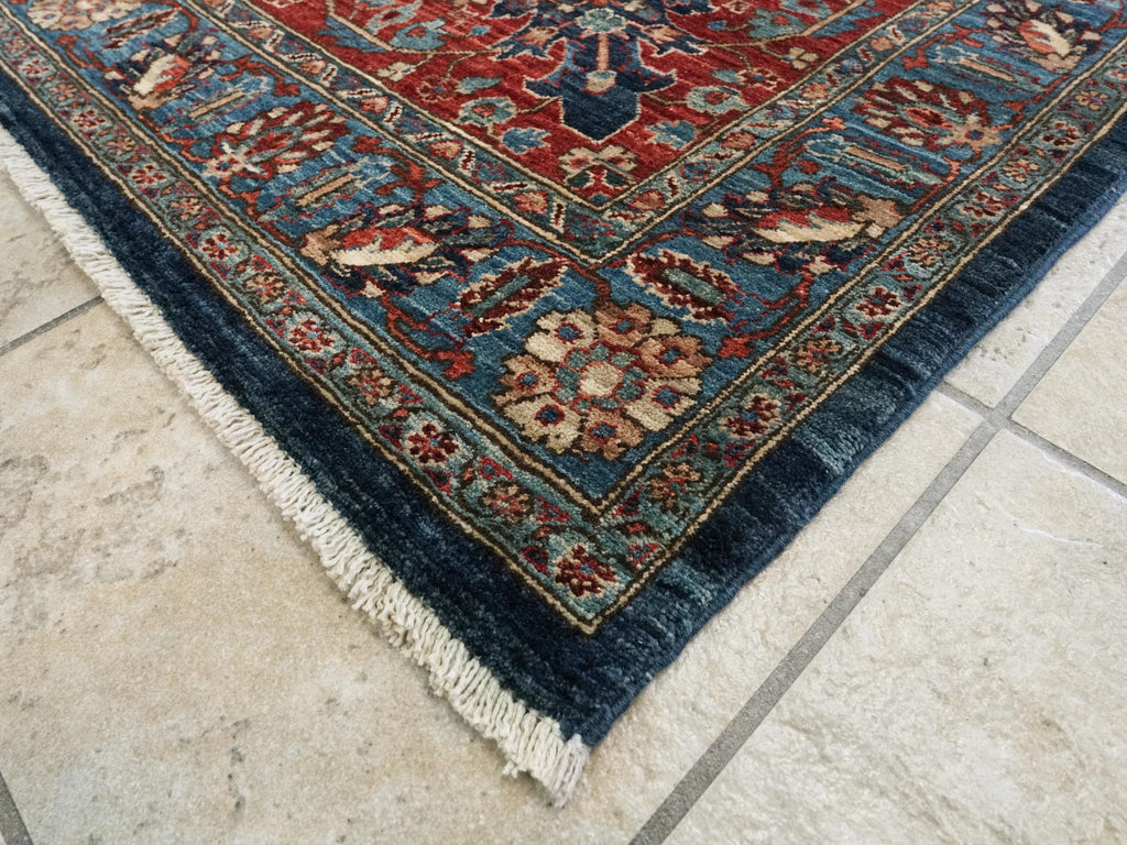 12x15 Afghan Serapi Rug - Hand Knotted Wool - Blue Oriental Design