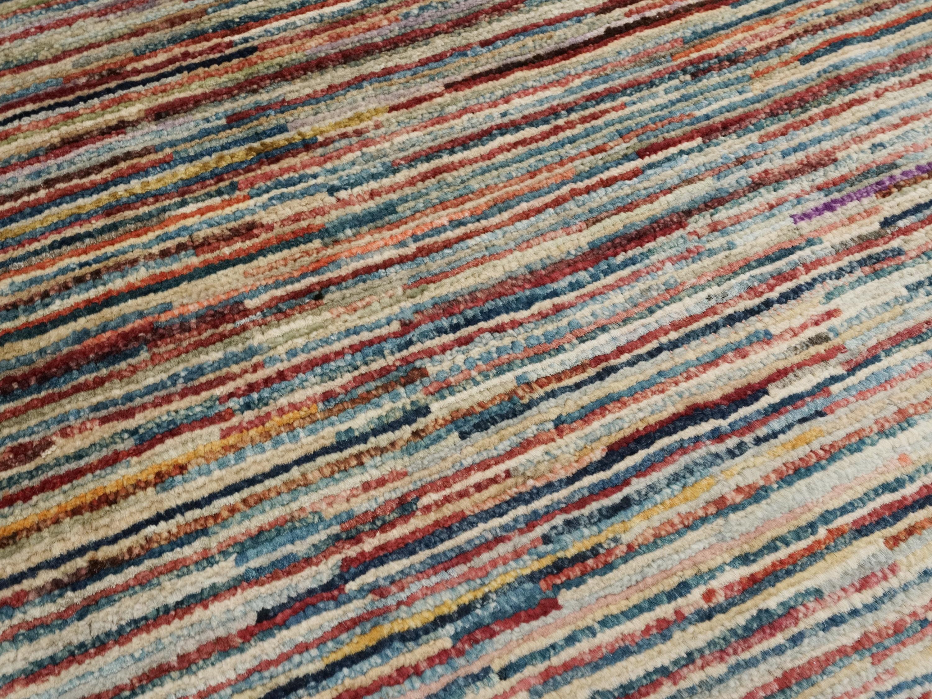 8x10 Ft Hand Knotted Gabbeh Rug - Striped Area Rug