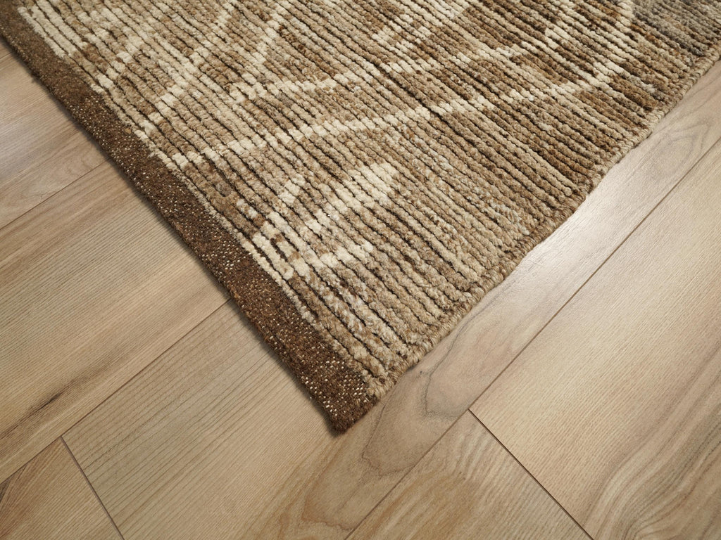 13 Ft Hand Knotted Brown Runner Rug - Moroccan Rug