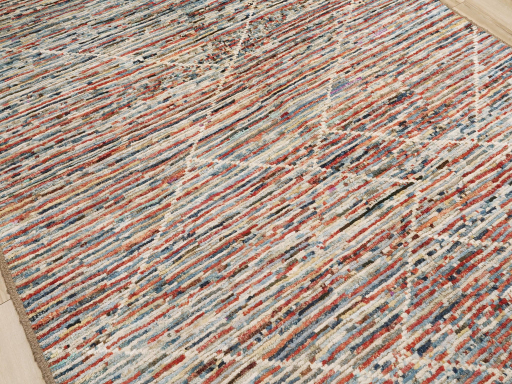 7x10 Ft Colorful Moroccan Rug - Hand Knotted Area Rug