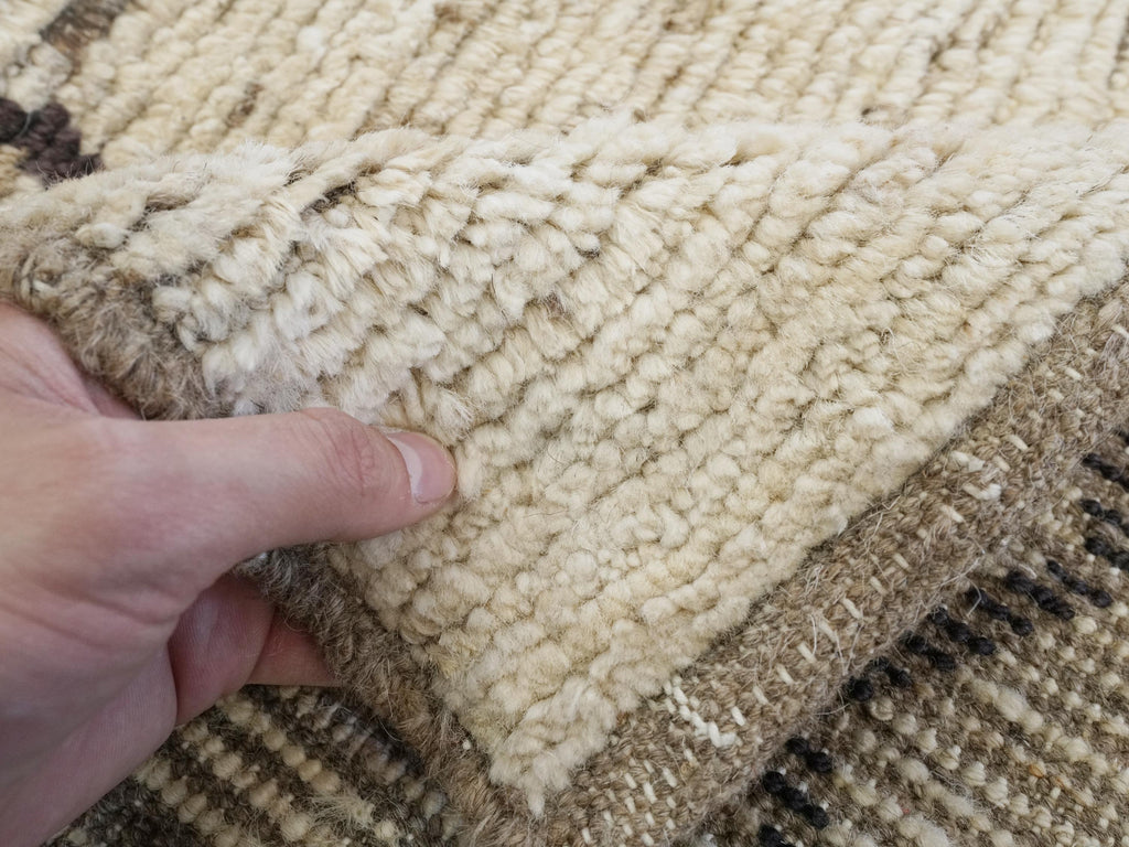 10 Ft Handmade Moroccan Runner Rug - Beige Afghan Wool Rug