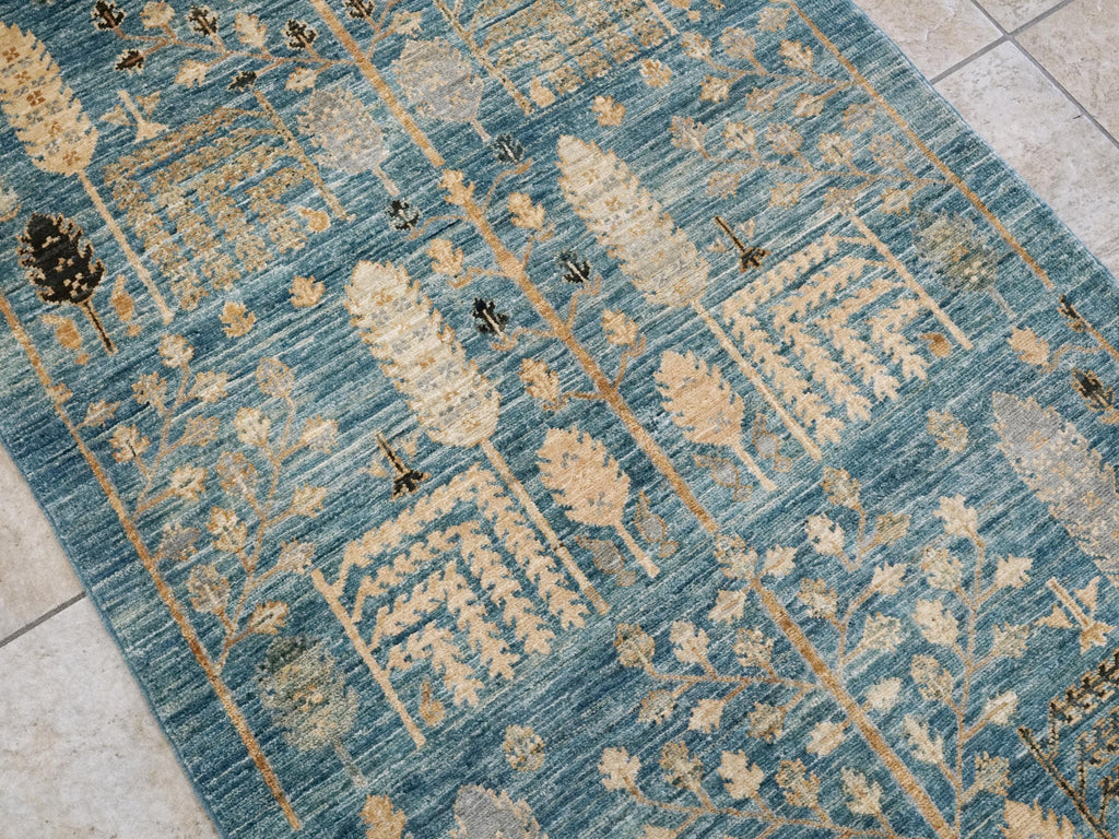 3x5 Ft Blue Serapi Rug - Oriental Wool Rug - Floral Design