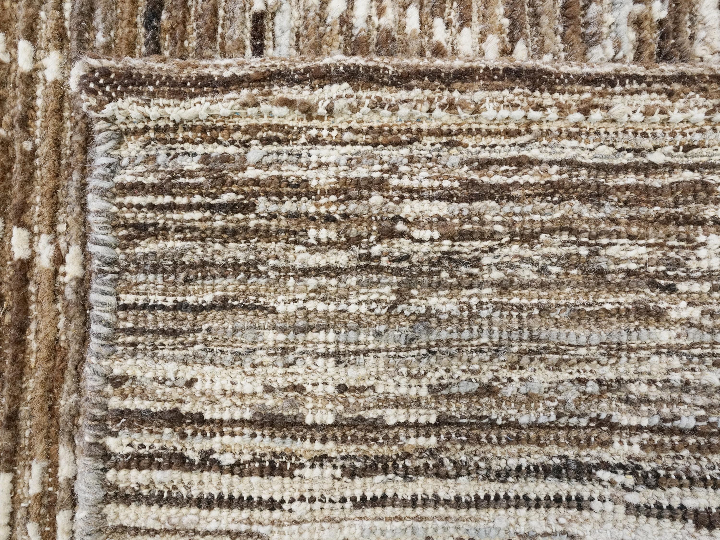 5x19 Ft Afghan Wool Rug - Hand Knotted Brown Moroccan Runner Rug