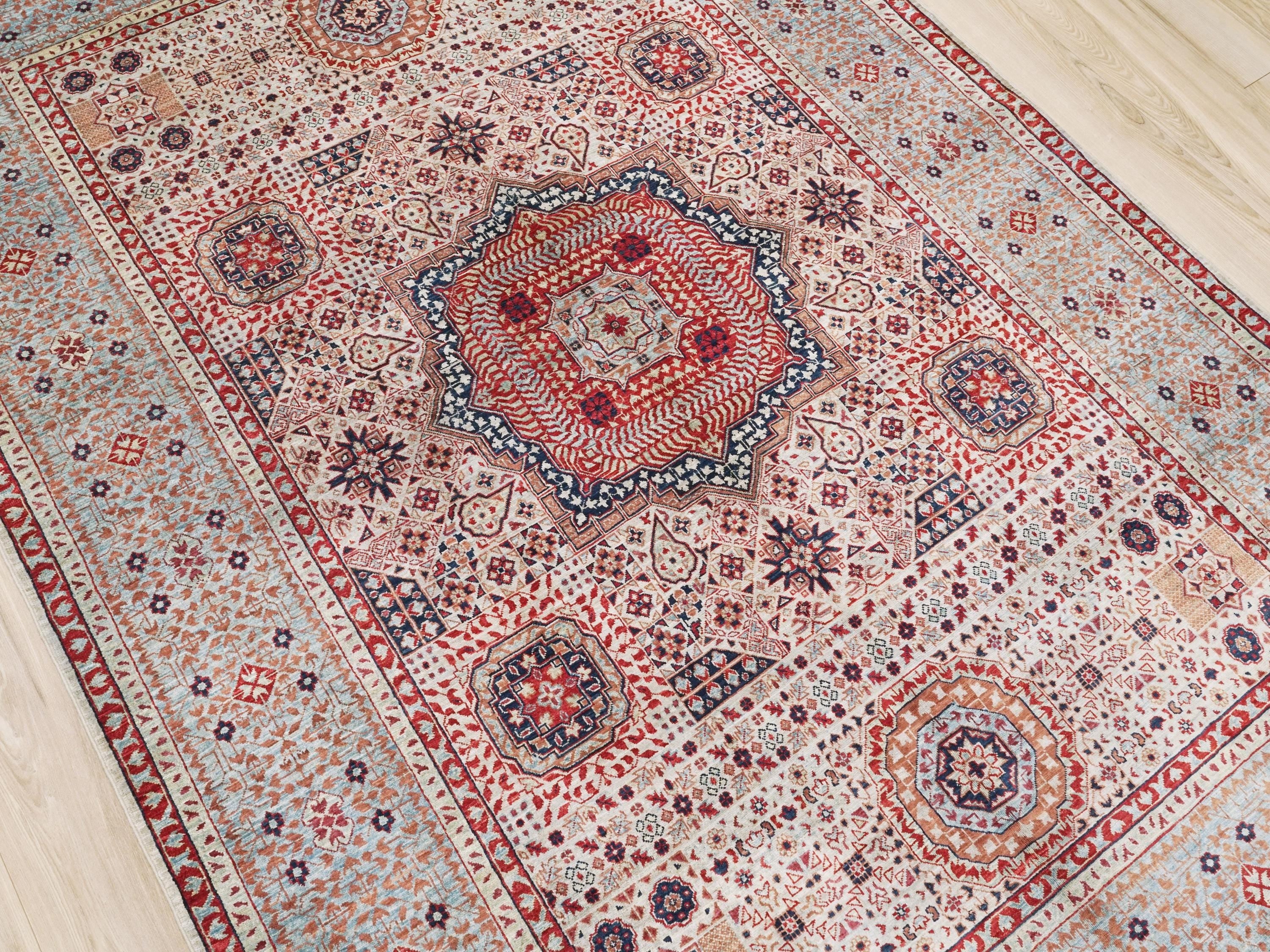 6x9 Ft Red Mamluk Rug - Hand Knotted Oriental Rug