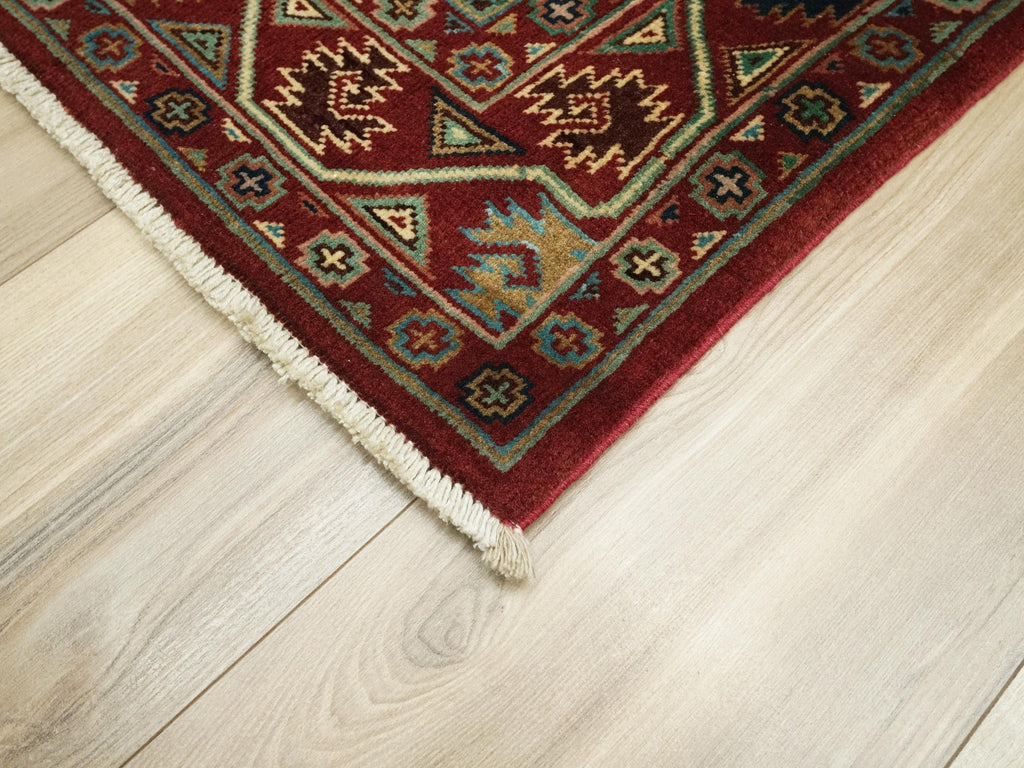 3x5 Ft Red Ersari Rug - Hand Knotted Oriental Wool Rug