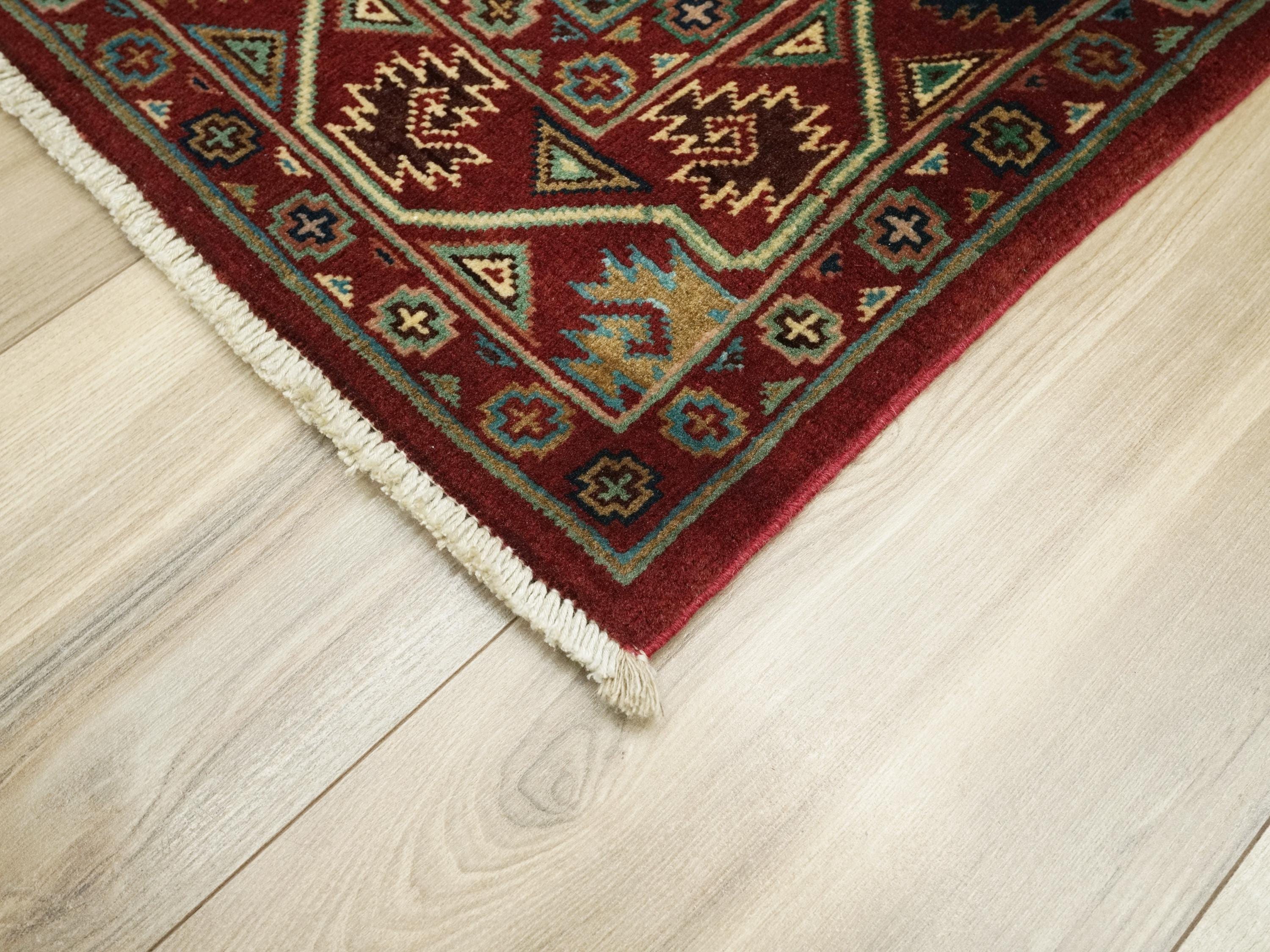 3x5 Ft Red Ersari Rug - Hand Knotted Oriental Wool Rug