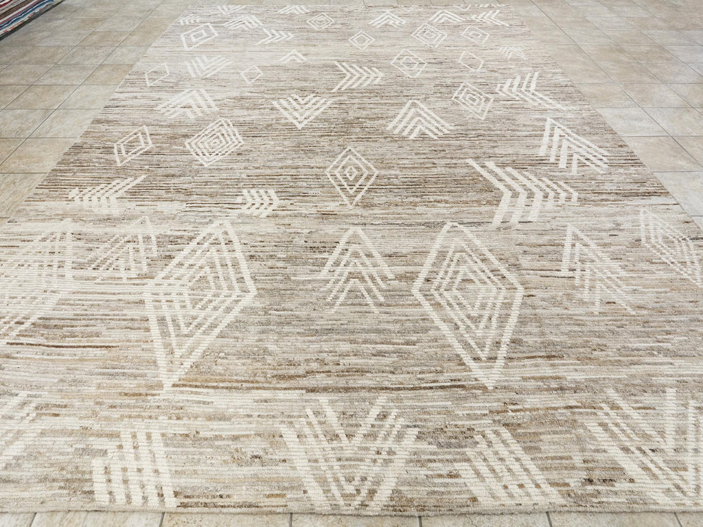 10x14 Ft Handmade Moroccan Rug - Light Brown Wool Rug