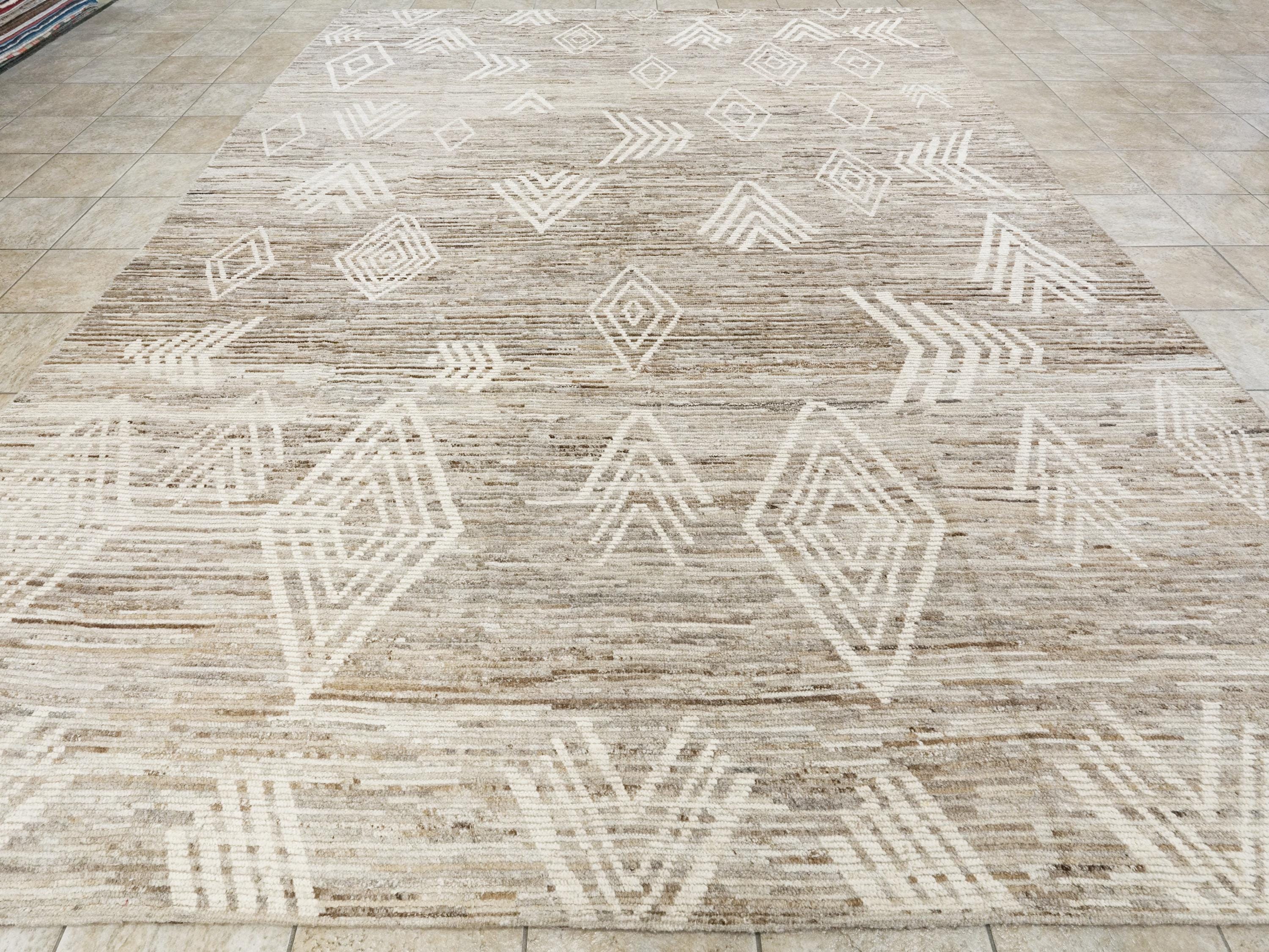 10x14 Ft Handmade Moroccan Rug - Light Brown Wool Rug