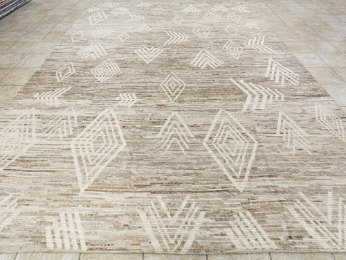 10x14 Ft Handmade Moroccan Rug - Light Brown Wool Rug