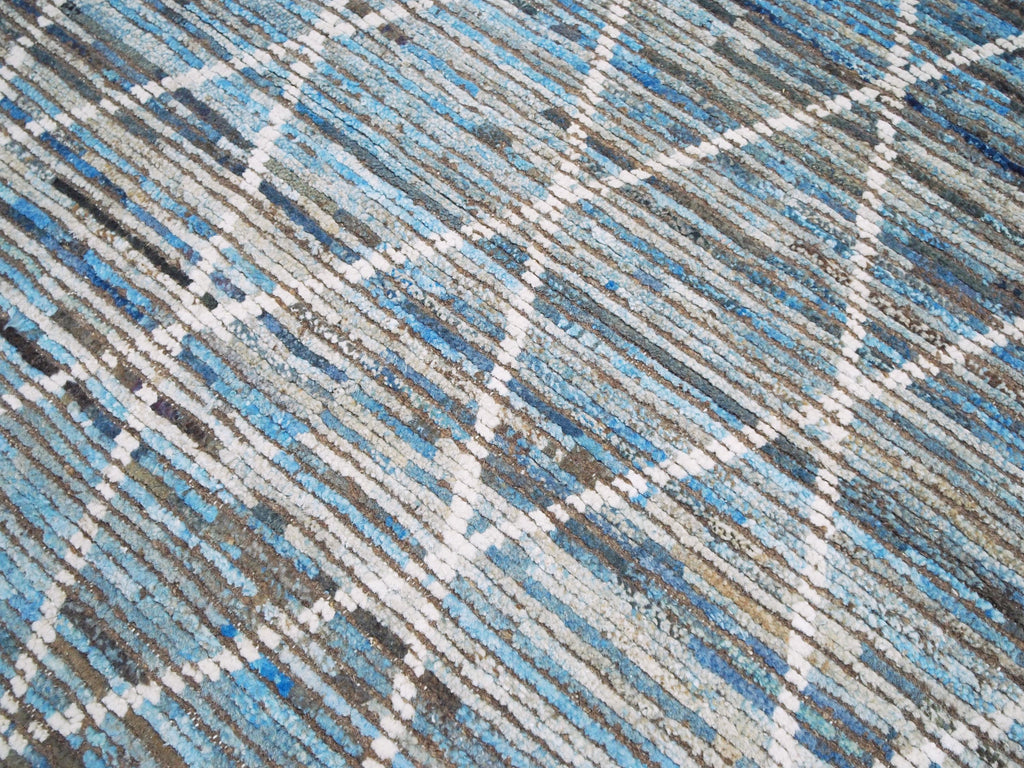 4x6 Ft Hand Knotted Blue Moroccan Rug - Small Wool Rug