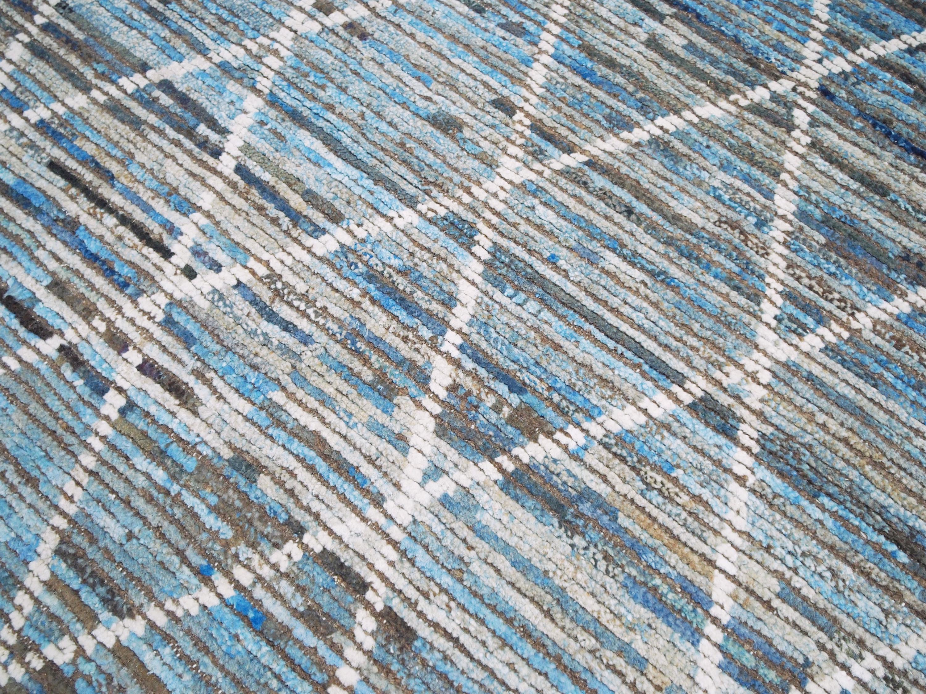 4x6 Ft Hand Knotted Blue Moroccan Rug - Small Wool Rug