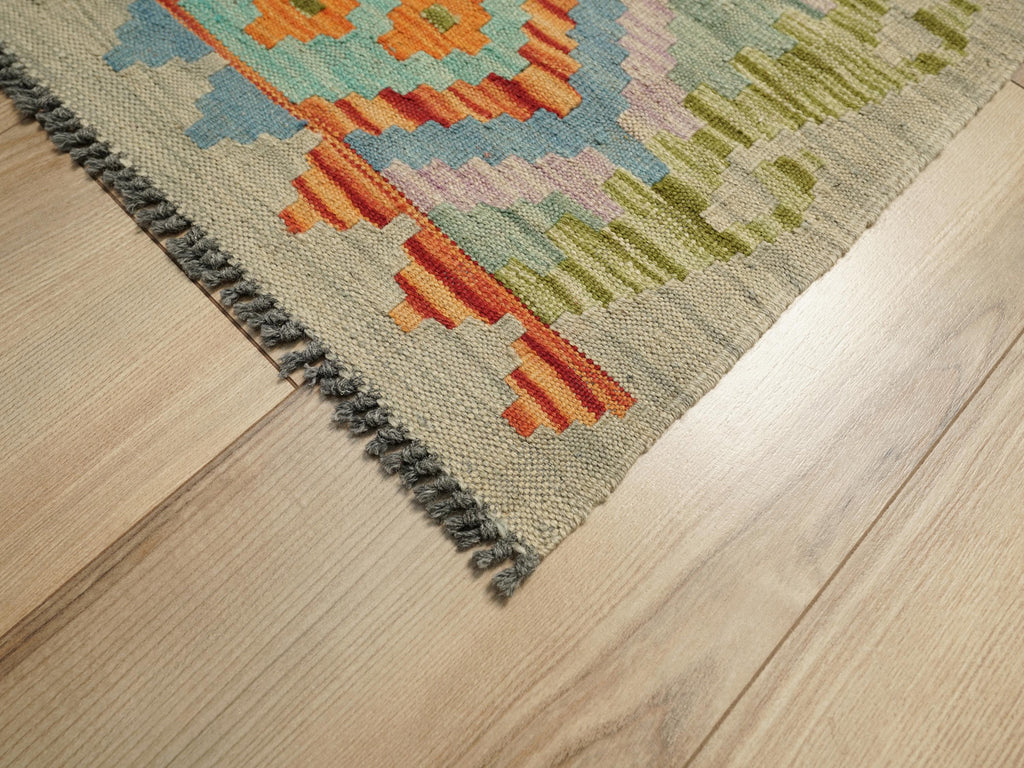 10 Ft Maimana Kilim Runner Rug - Afghan Flat Weave