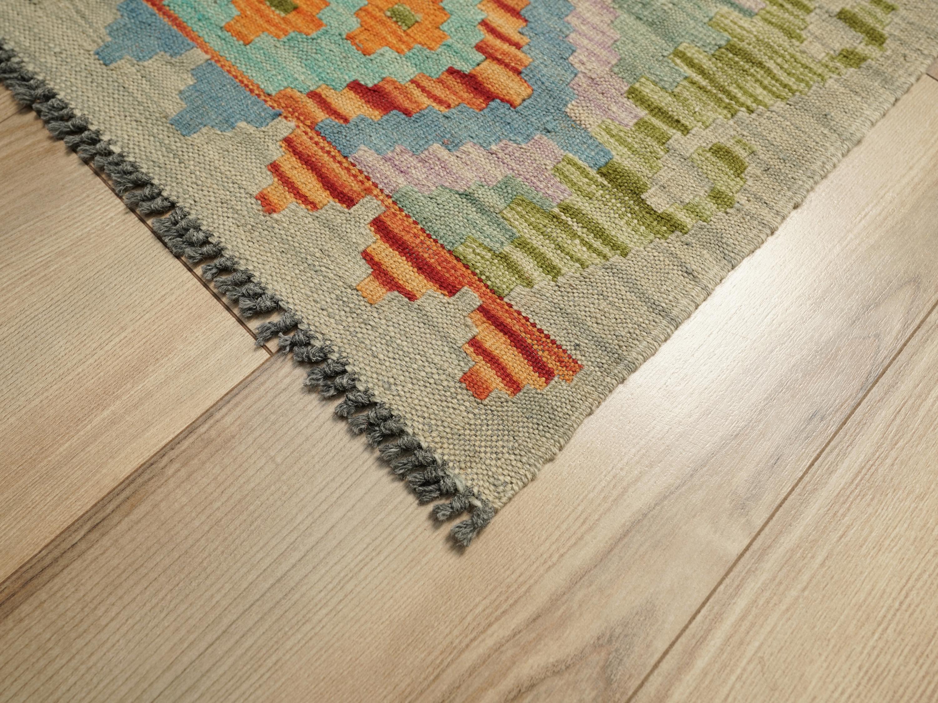 10 Ft Maimana Kilim Runner Rug - Afghan Flat Weave