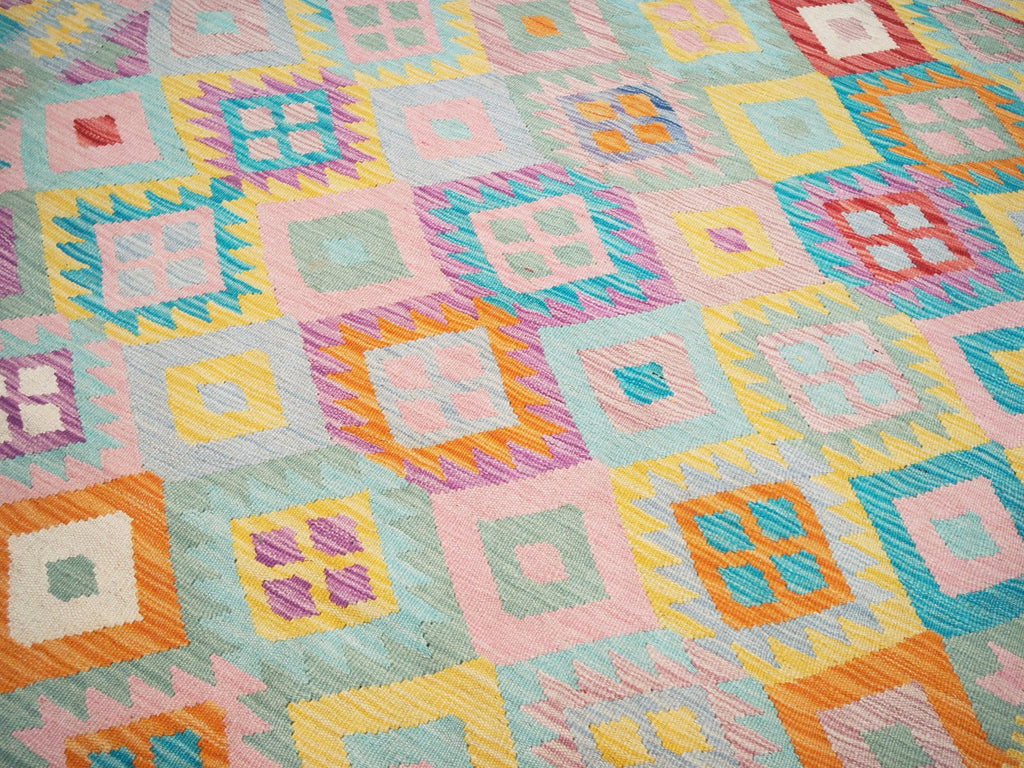 7x10 Ft Maimana Kilim Rug - Afghan Tribal Flat Weave