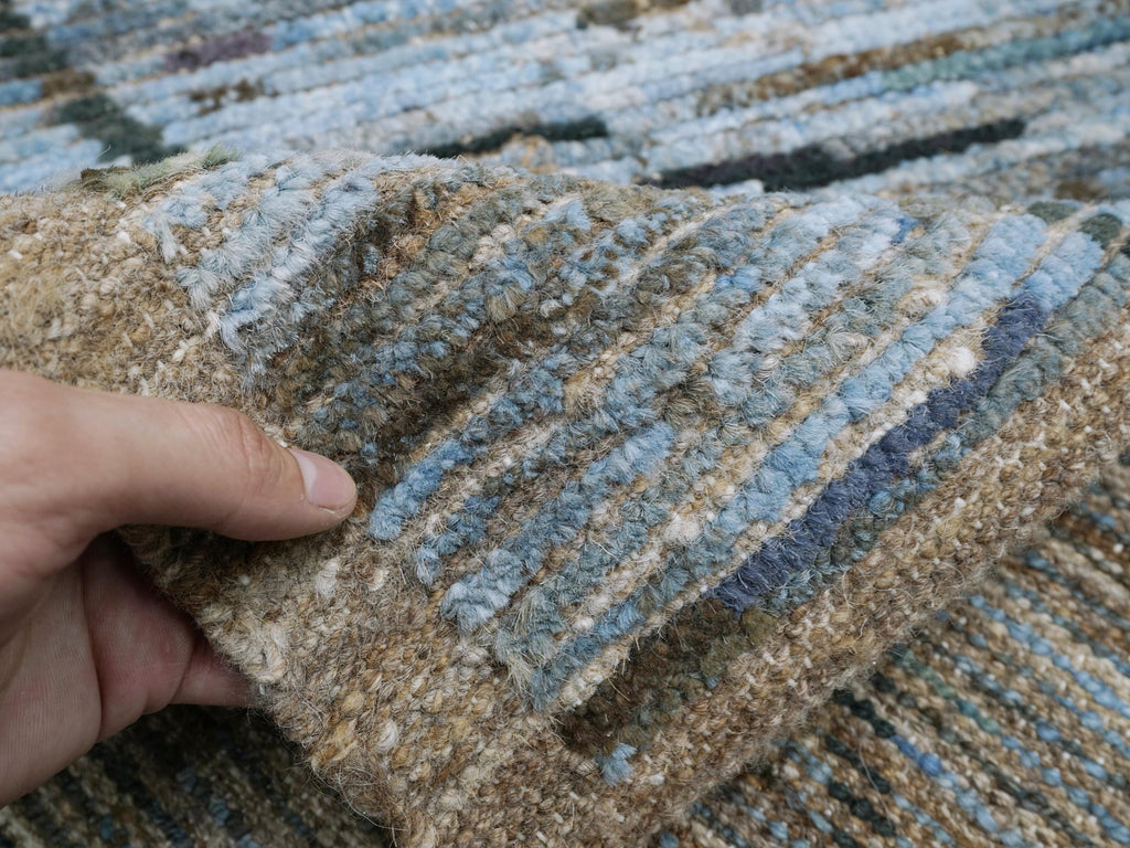 6x9 Ft Blue Moroccan Rug - Hand Knotted Square Rug