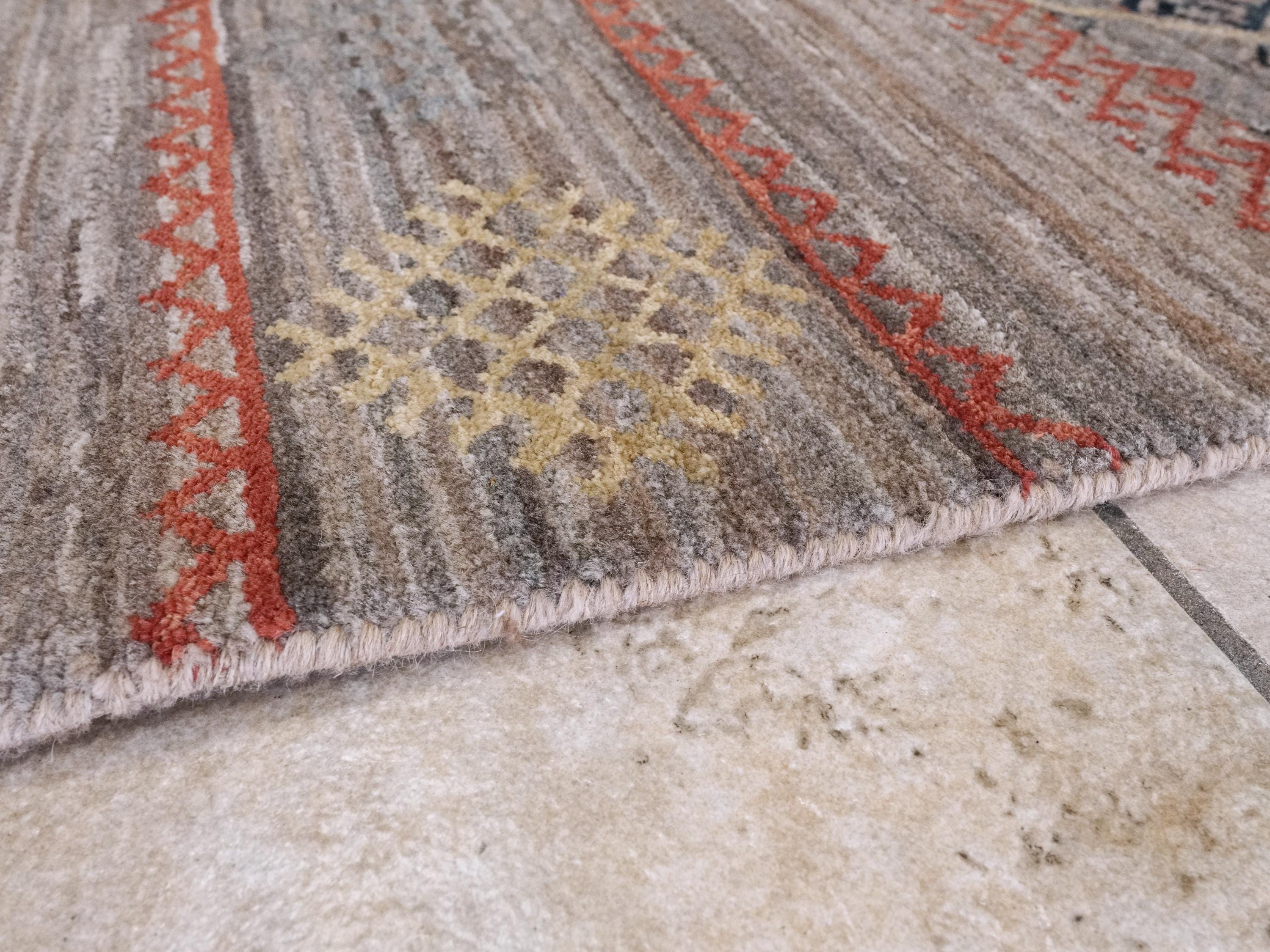 10 Ft Brown Khorjin Runner Rug - Handmade Wool Tribal Rug