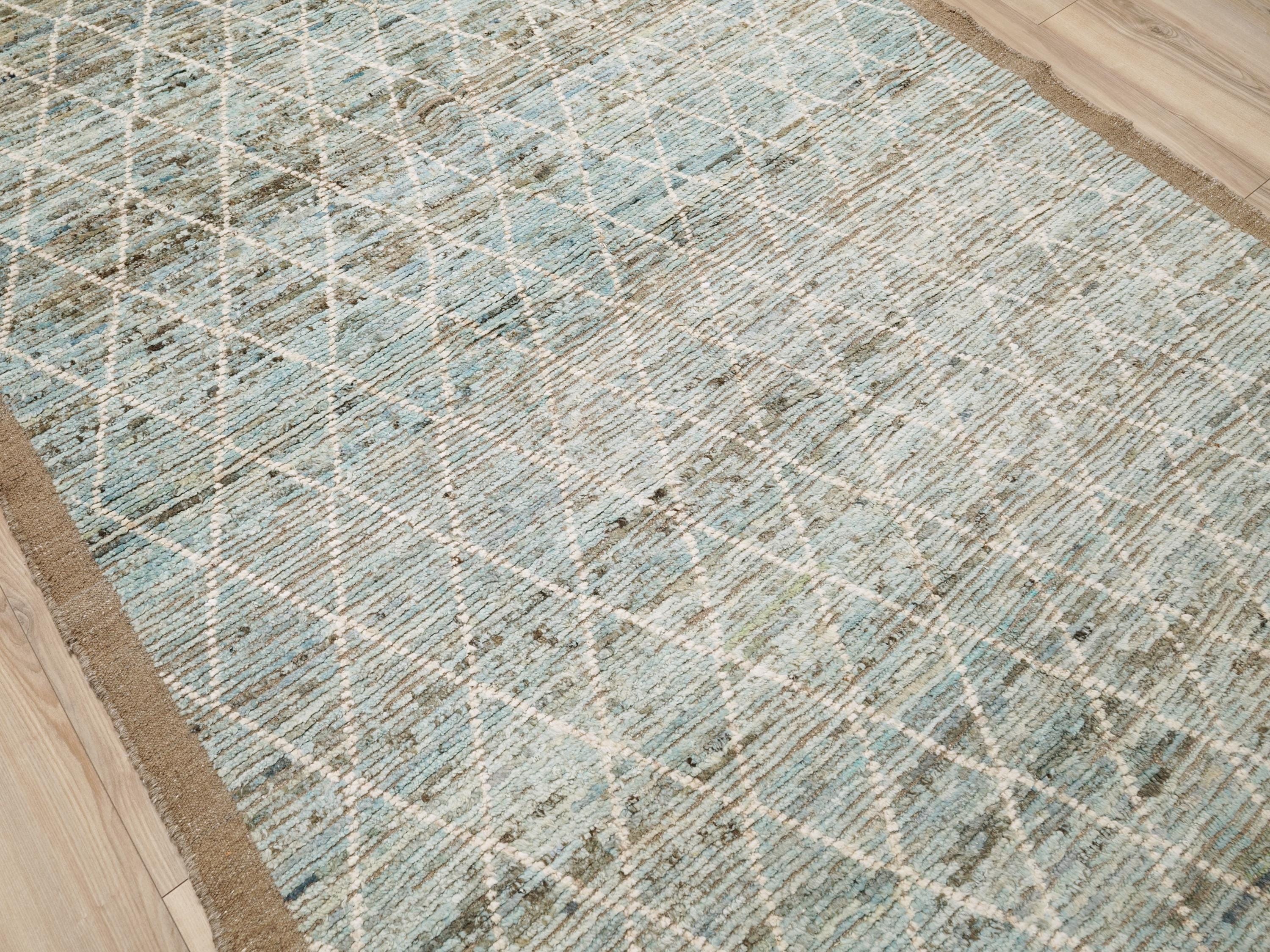 6x9 Ft Light Blue Moroccan Rug - Afghan Handmade Area Rug
