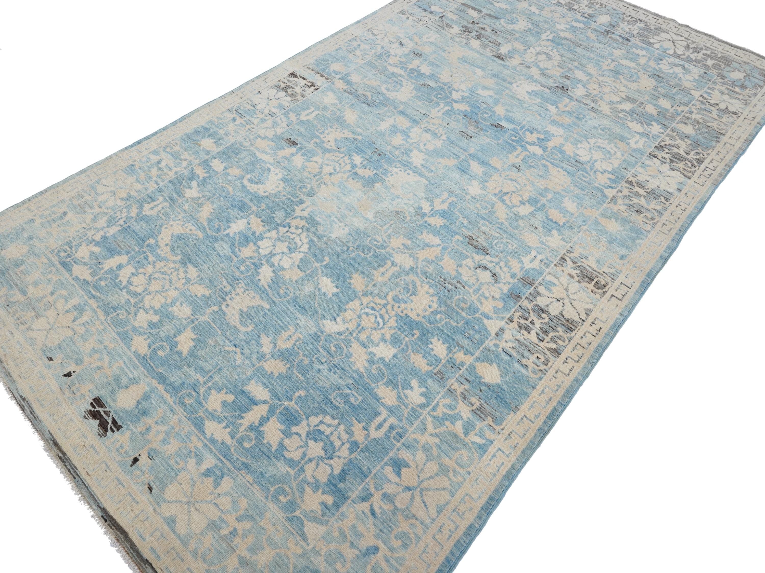 6x10 Ft Antique Serapi Rug - Blue Persian Rug