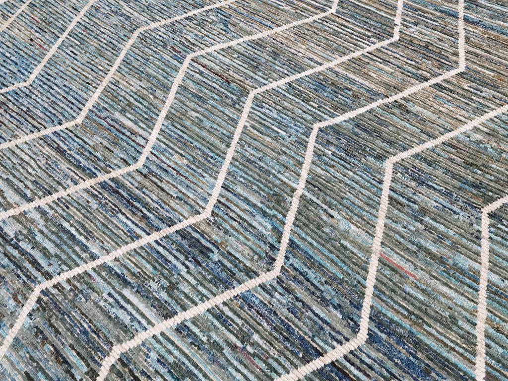 8x10 Ft Blue Moroccan Rug - Afghan Handmade Wool Rug