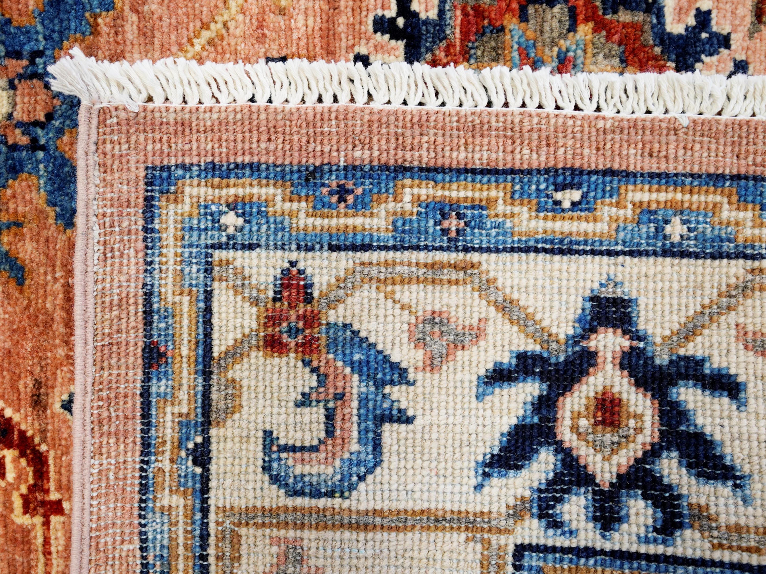 4x6 Ft Peach Orange Serapi Rug - Hand Knotted Oriental Rug