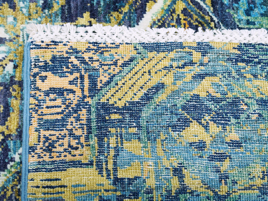 5x7 Ft Blue Abstract Wool Rug - Hand Knotted Area Rug
