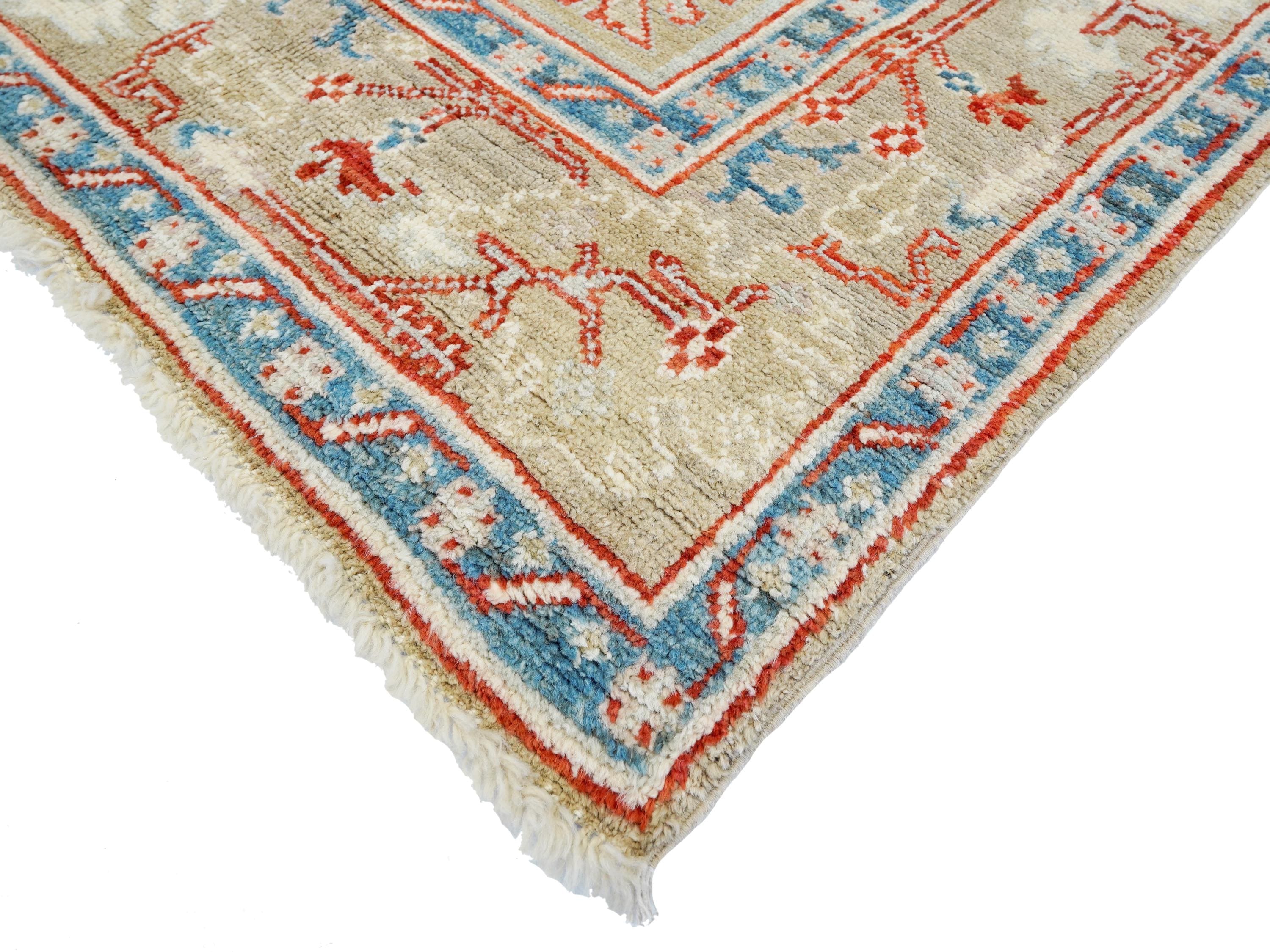 8x11 Ft Brown & Red Oushak Rug - Hand Knotted Oriental Rug - Floral Design