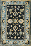 2x3 Black & Blue Serapi Rug - Floral Accent Rug