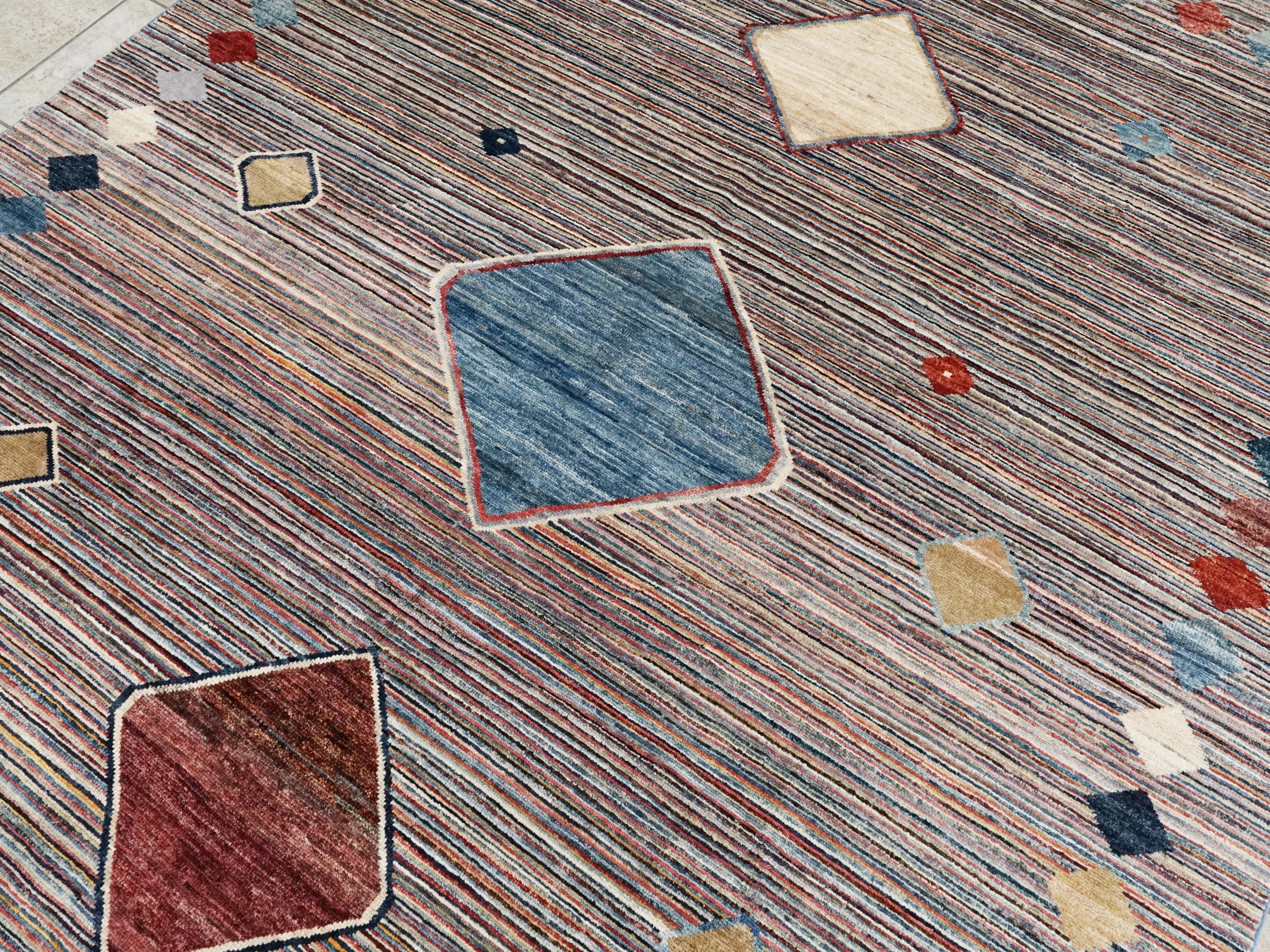 7x10 Multicolor Gabbeh Rug - Afghan Wool Tribal Rug