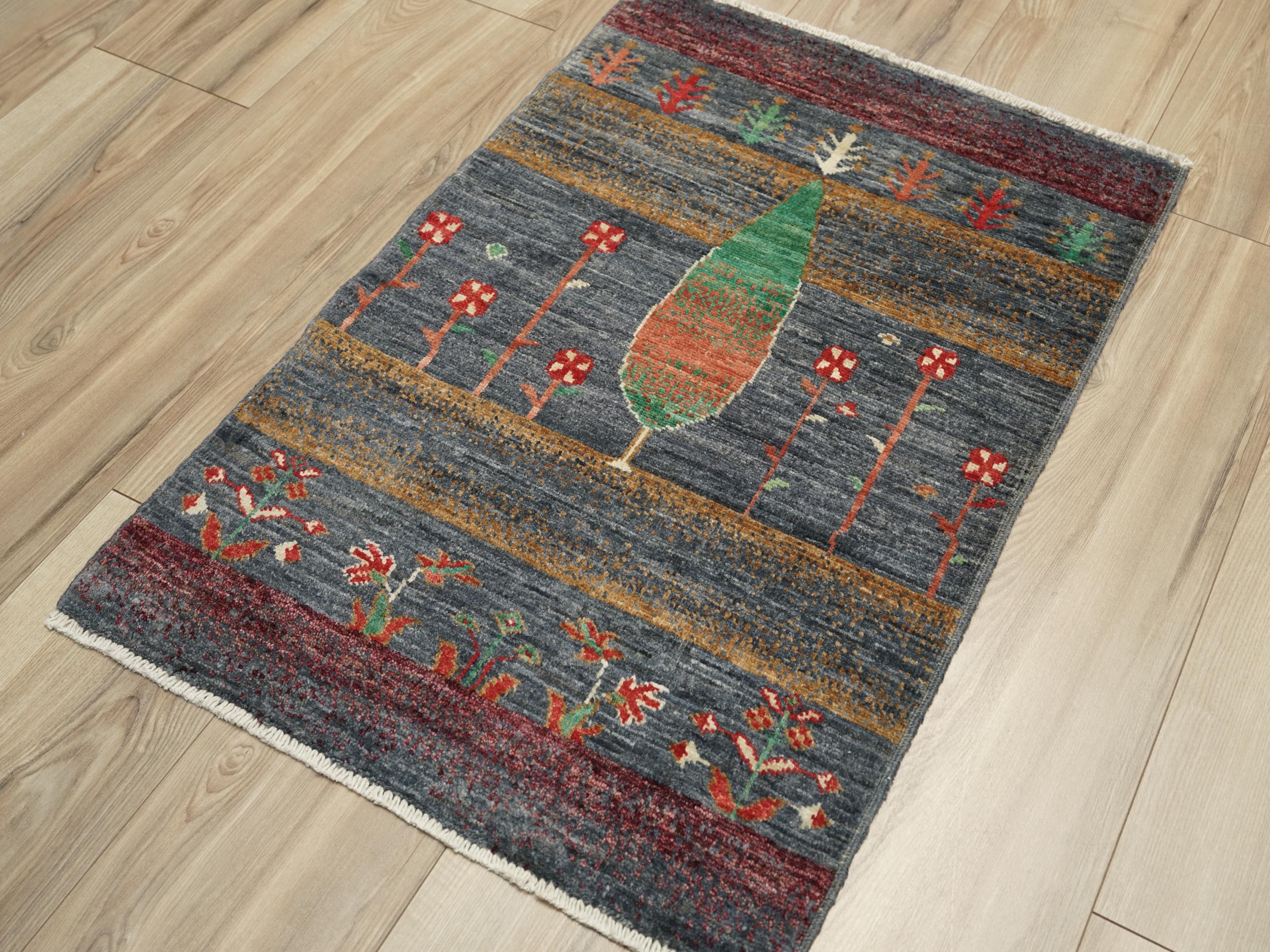 2x3 Ft Hand Knotted Gabbeh Rug - Tribal Area Rug