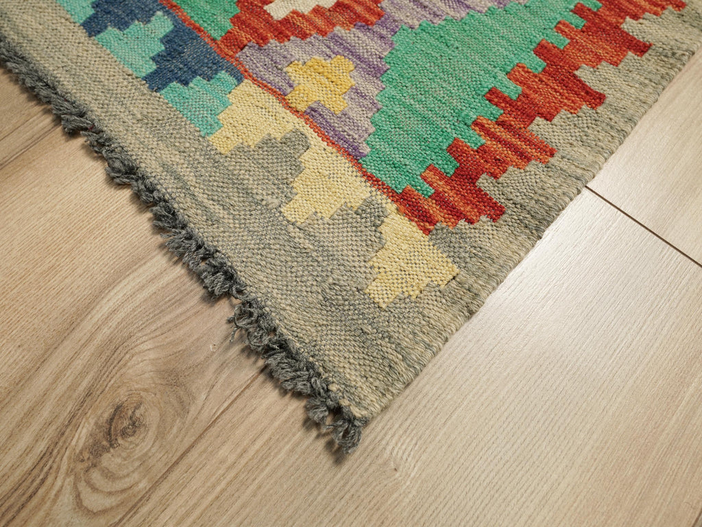 10 Ft Colorful Kilim Runner Rug - Traditional Afghan Flat Weave