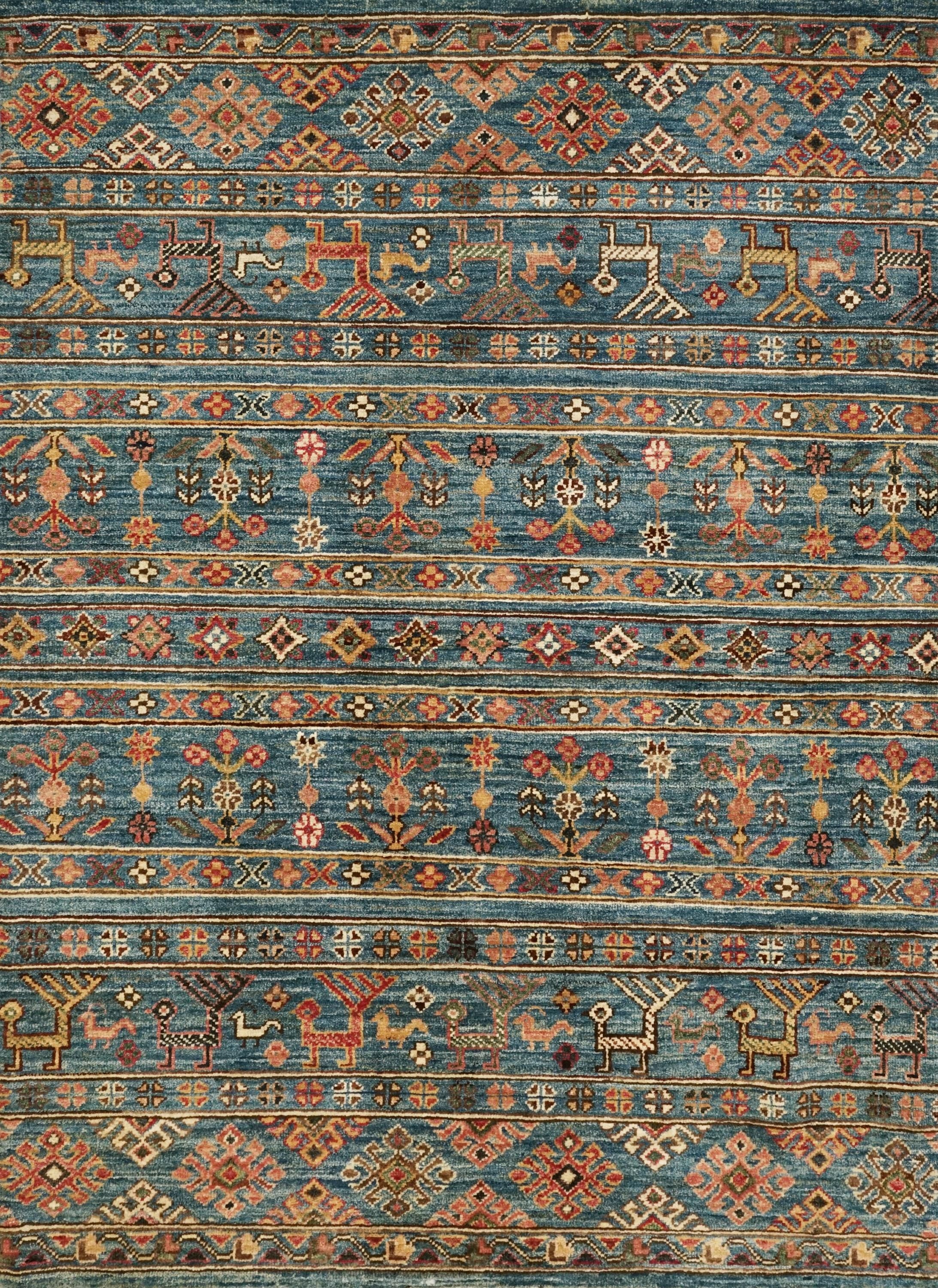 3x5 Ft Blue Khorjin Rug - Afghan Handmade Area Rug