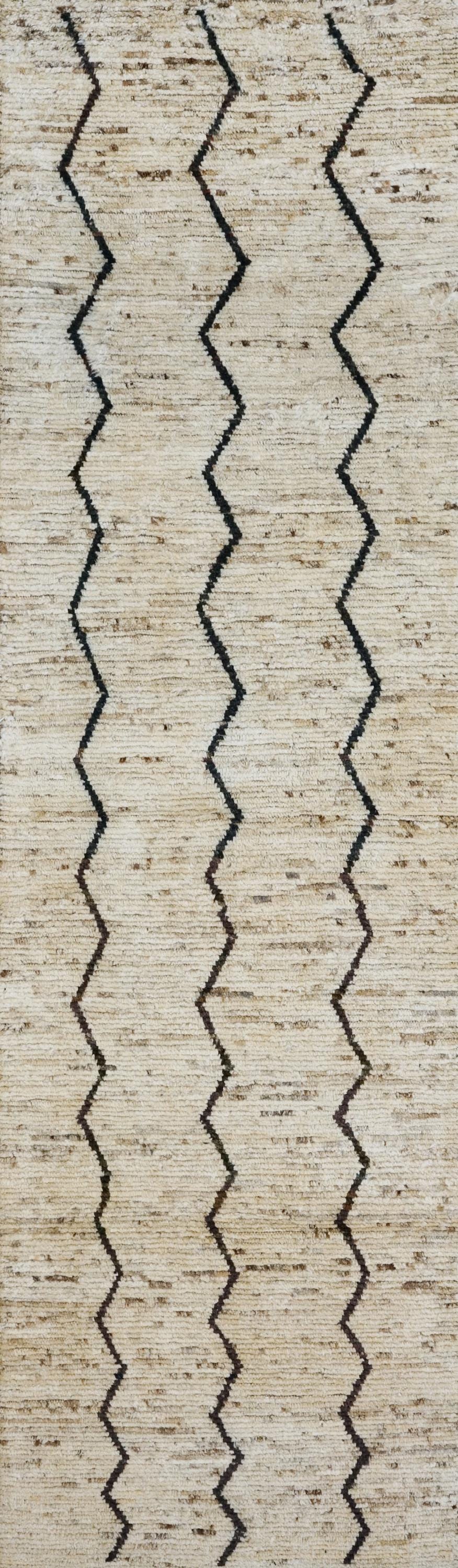 10 Ft Handmade Moroccan Runner Rug - Beige Afghan Wool Rug