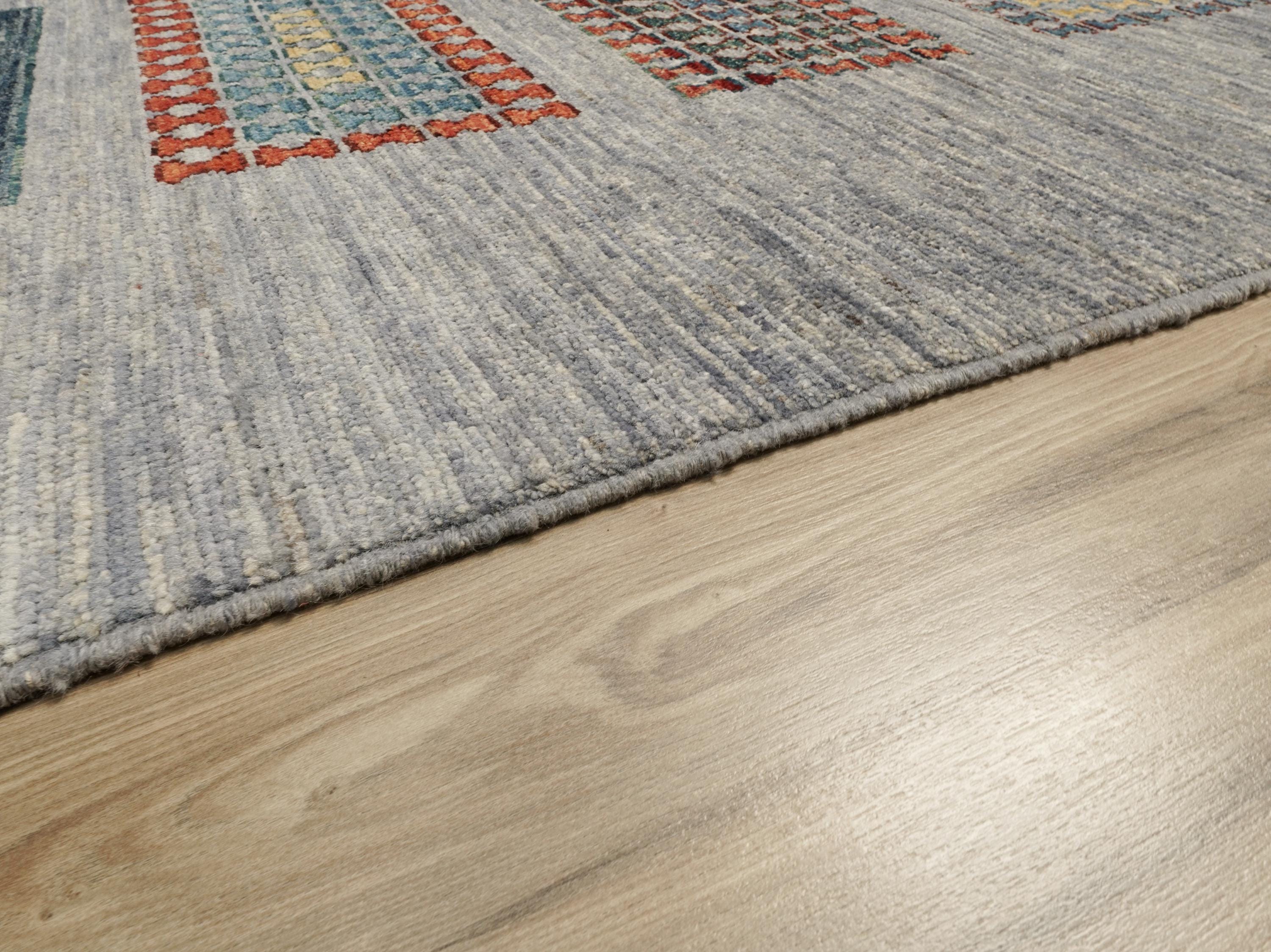 9x14 Ft Gray Gabbeh Rug - Hand Knotted Afghan Area Rug