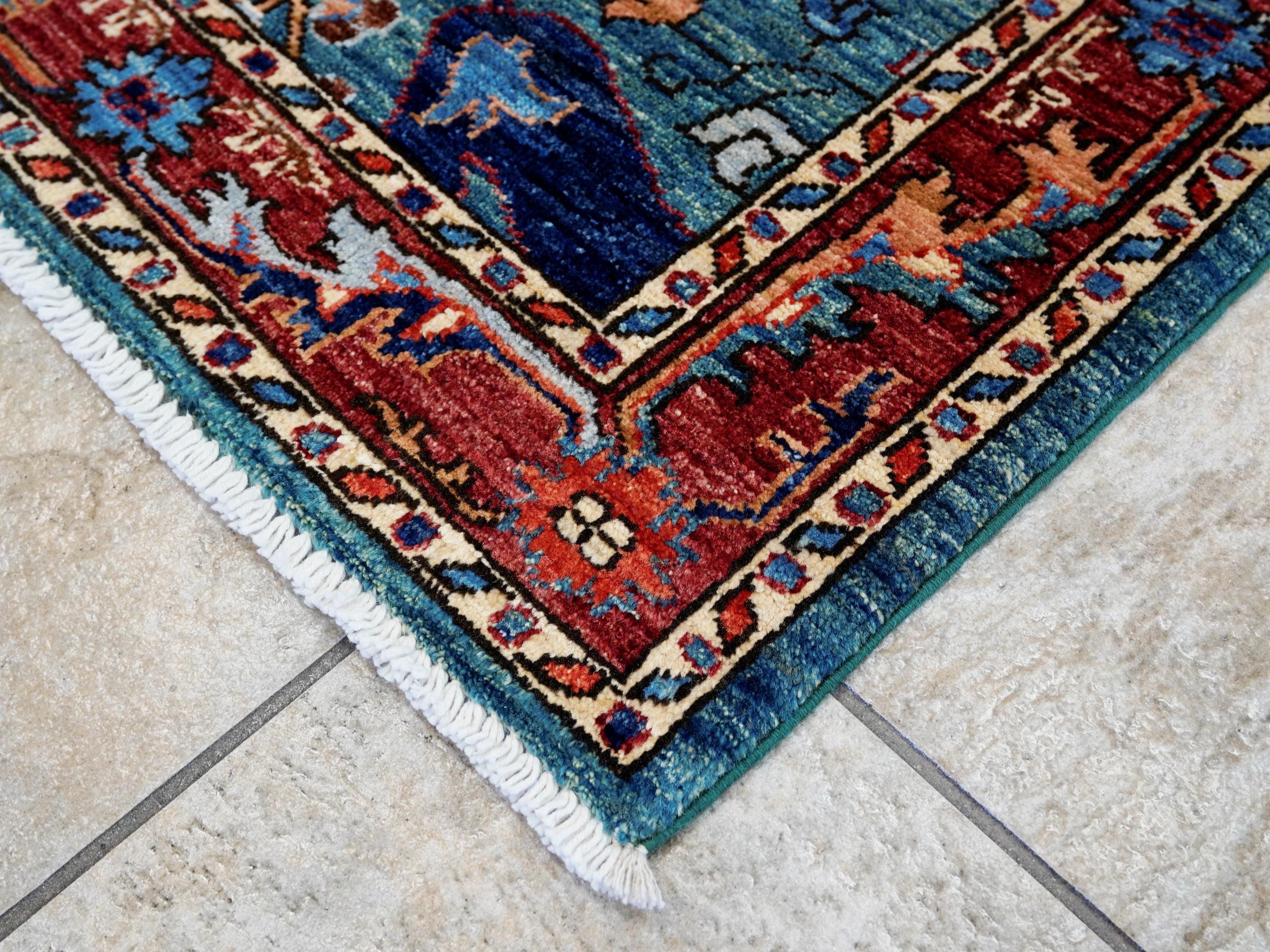 3x5 Ft Blue Bidjar Rug - Handmade Afghan Area Rug