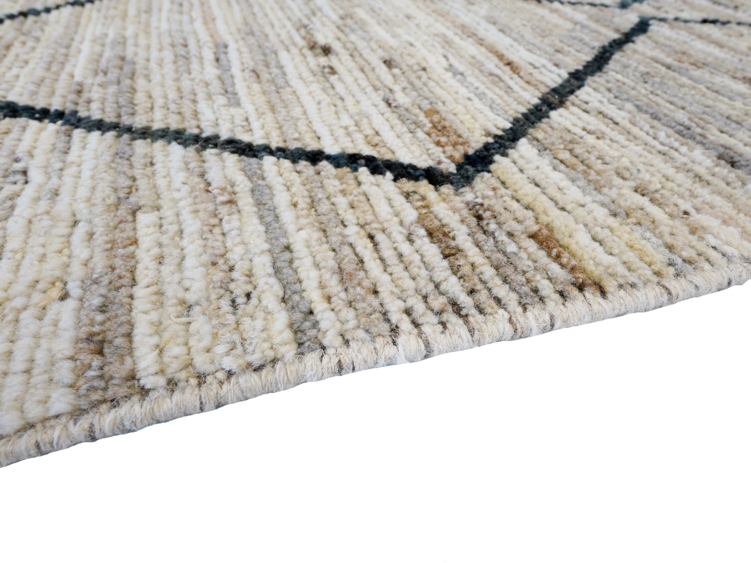 8x10 Ft Beige Moroccan Rug - Hand Knotted Wool Area Rug