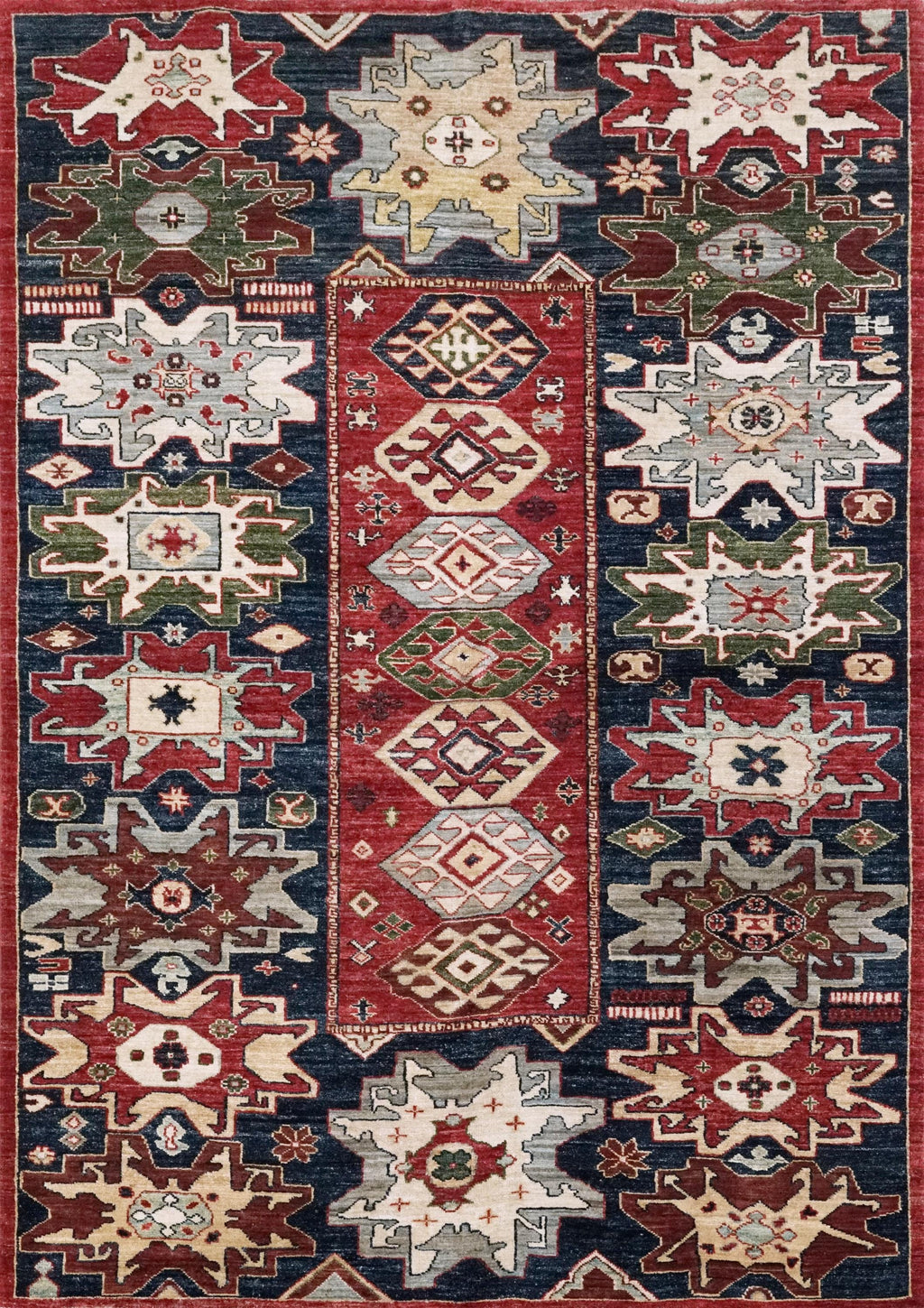 5x8 Ft Red & Blue Sarkisla Rug - Hand Knotted Wool Area Rug - Persian Design