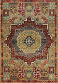 2x3 Ft Hand Knotted Mamluk Rug - Brown & Red Oriental Accent Rug