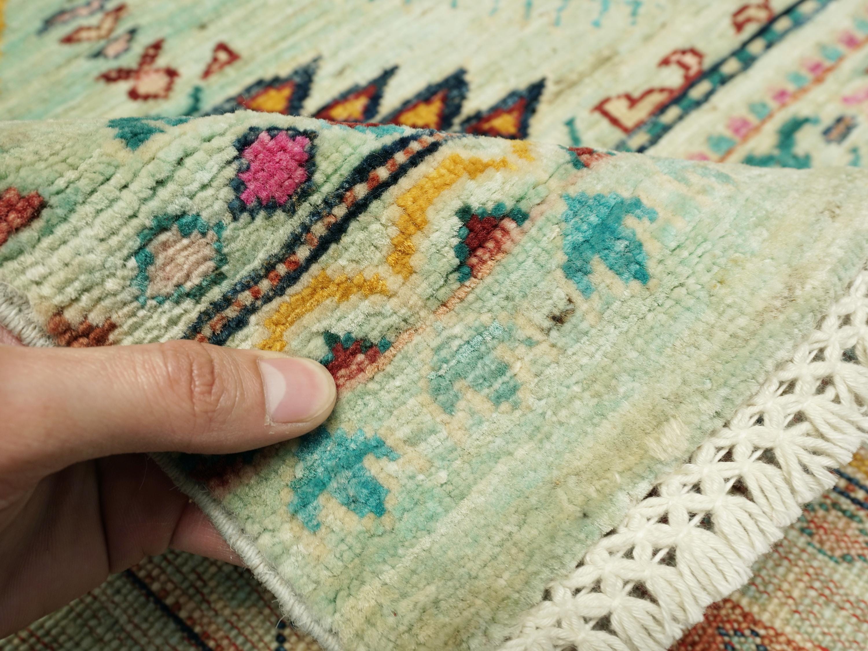 3x4 Ft Cyan Khorjin Rug - Afghan Handmade Wool Rug