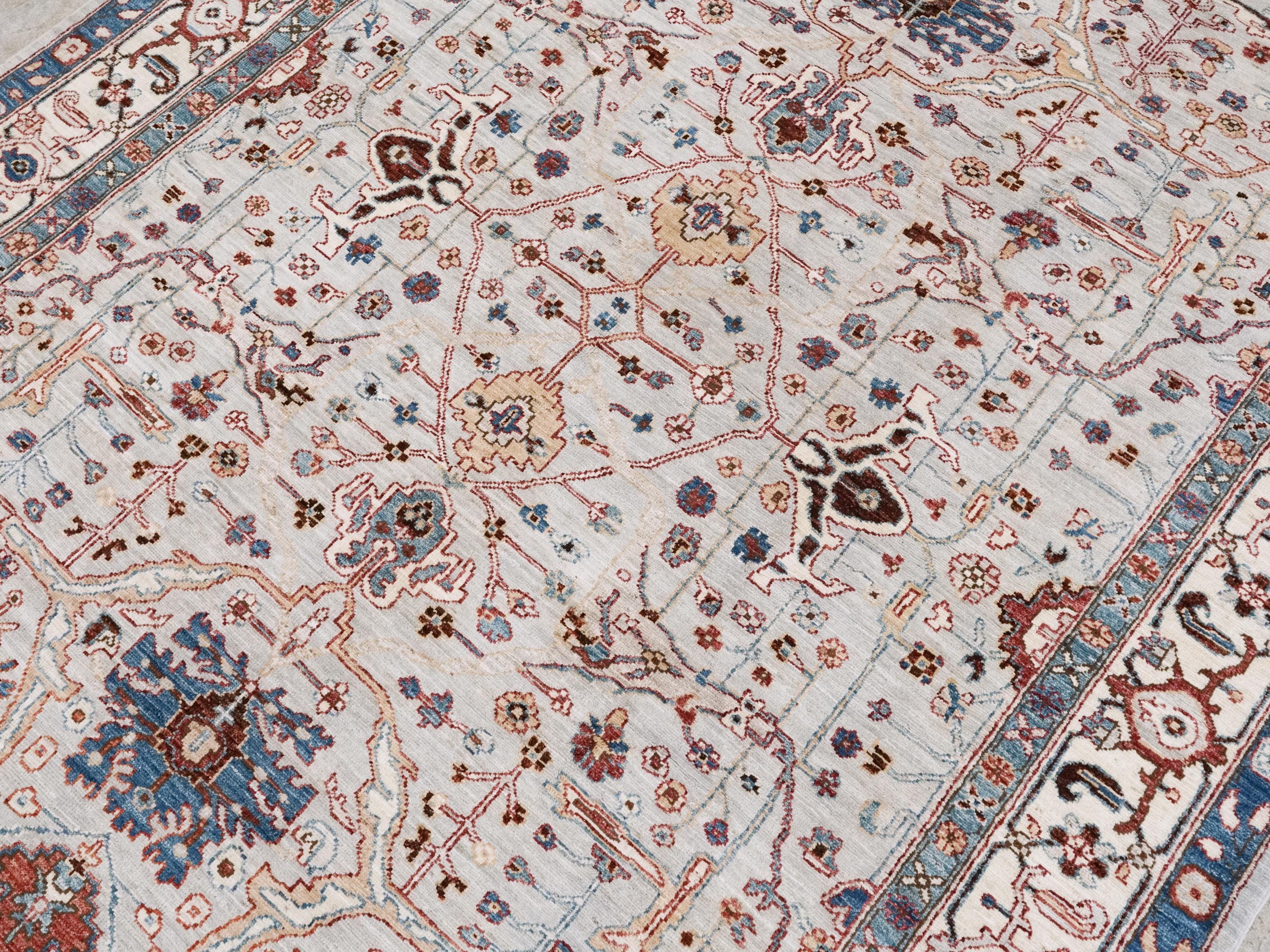 6x9 Ft Light Gray Serapi Rug - Oriental Area Rug - Persian Design