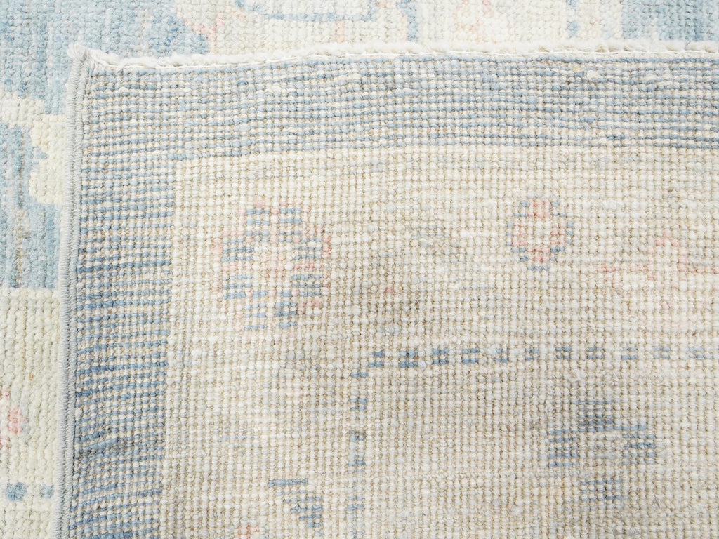 12x15 Ft Muted Ushak Rug - Traditional Wool Area Rug - Blue & White Turkish design