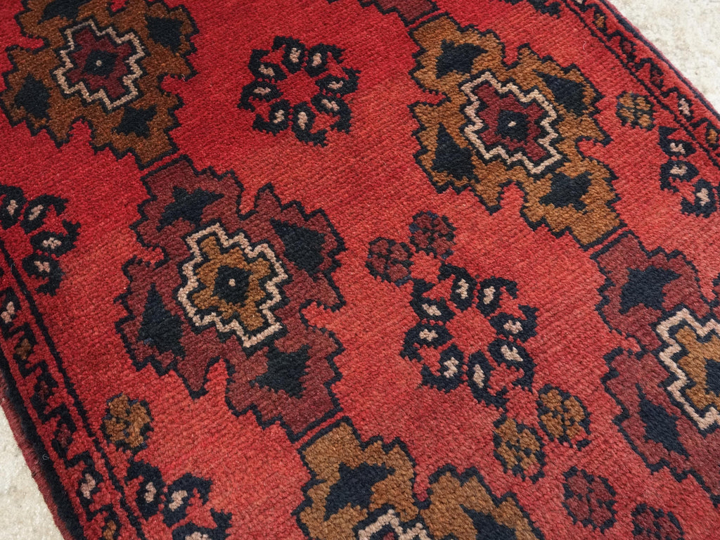 1x2 Ft Red Khal Mohammadi Rug - Hand Knotted Wool Rug