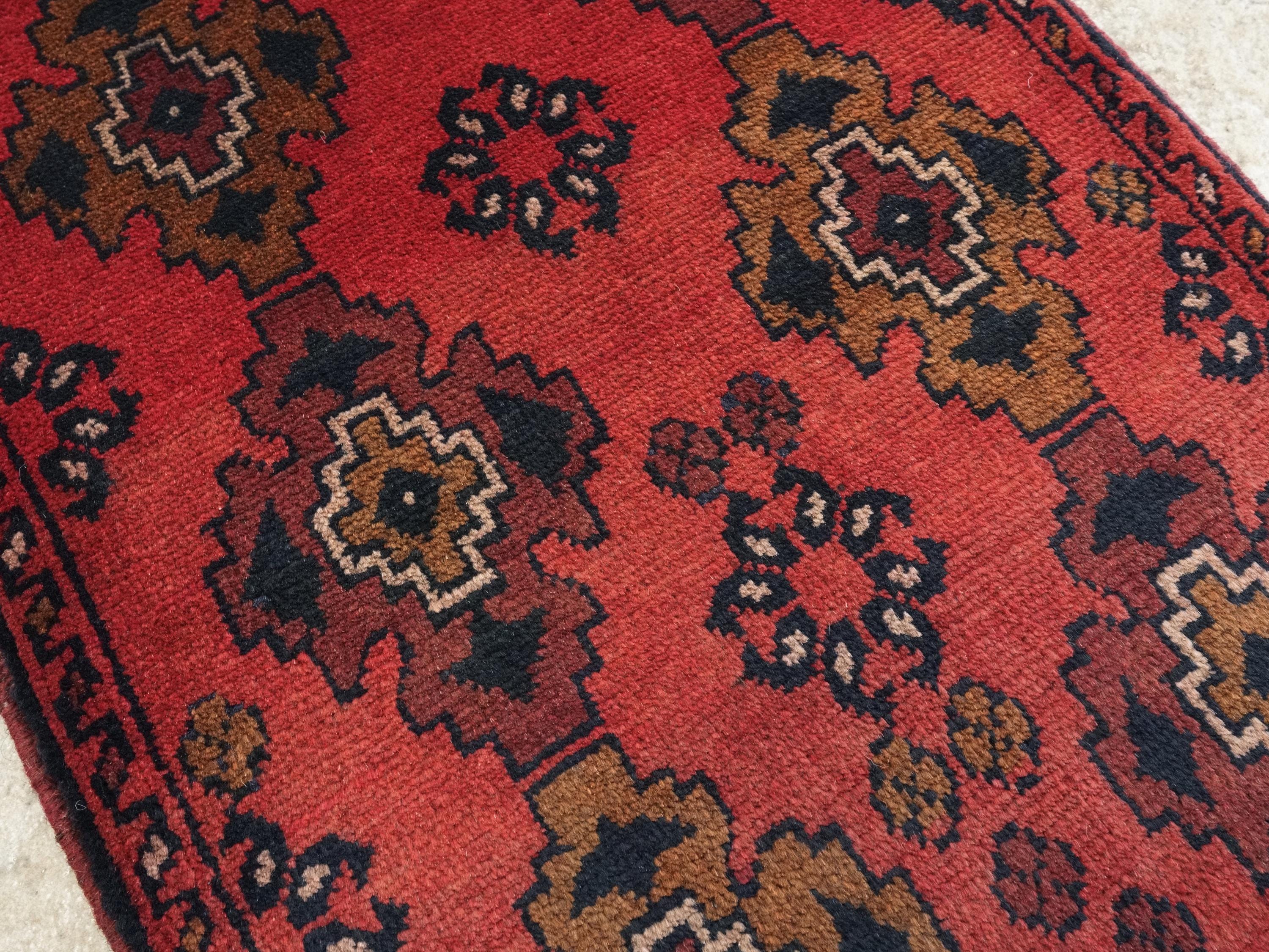 1x2 Ft Red Khal Mohammadi Rug - Hand Knotted Wool Rug